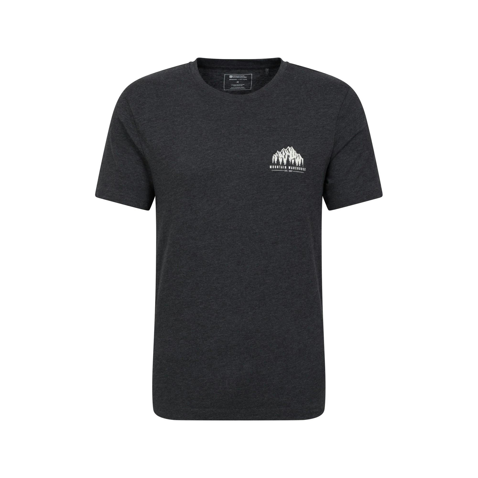 Mountain Warehouse Men's Adventure Organic T-Shirt - Charcoal - Xs - Charcoal - 60% Organic Cotton/40% Polyester
