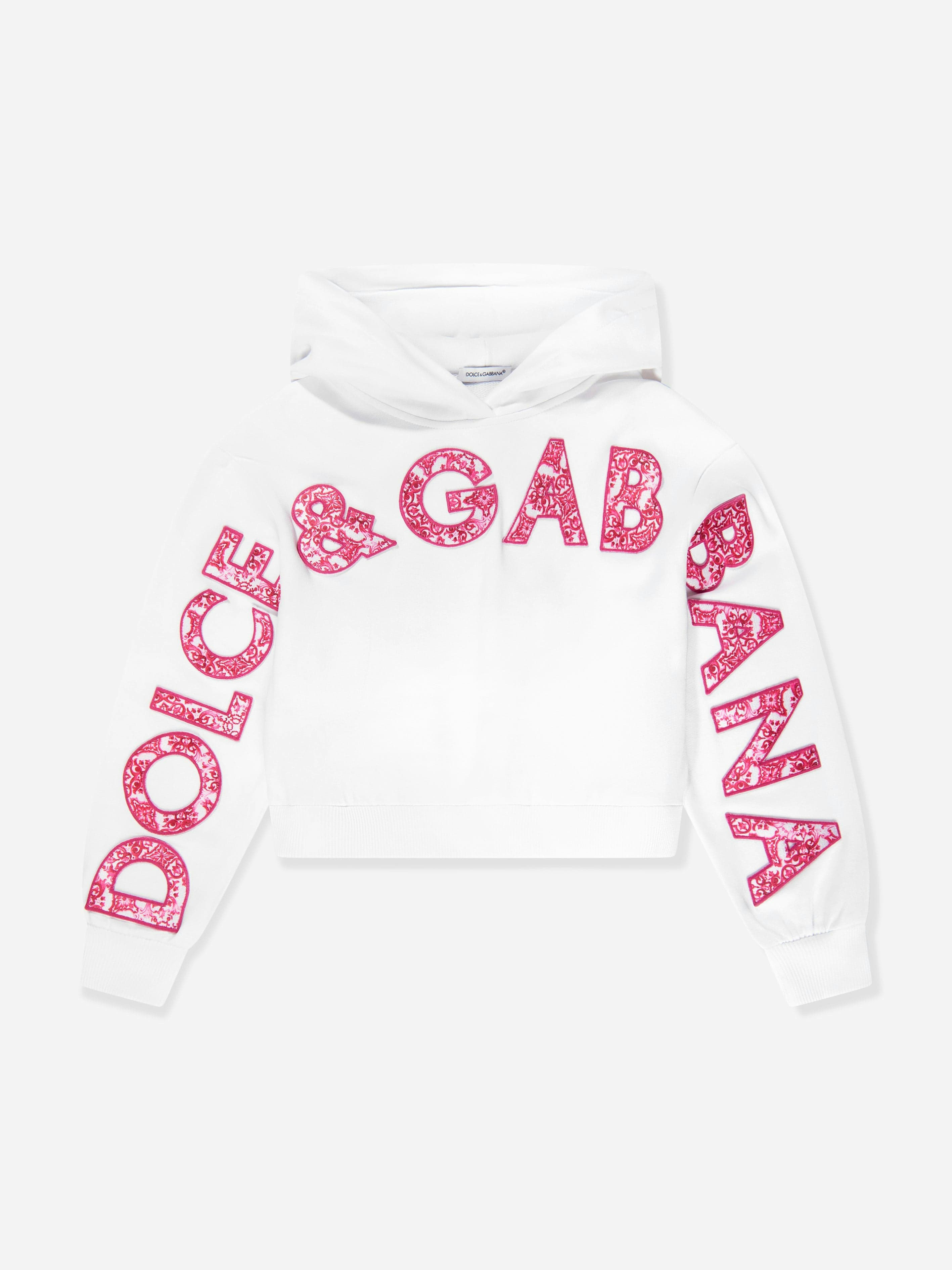 Dolce & Gabbana Kids Girls White Dolce & Gabbana Logo Hoodie In - 10 Yrs