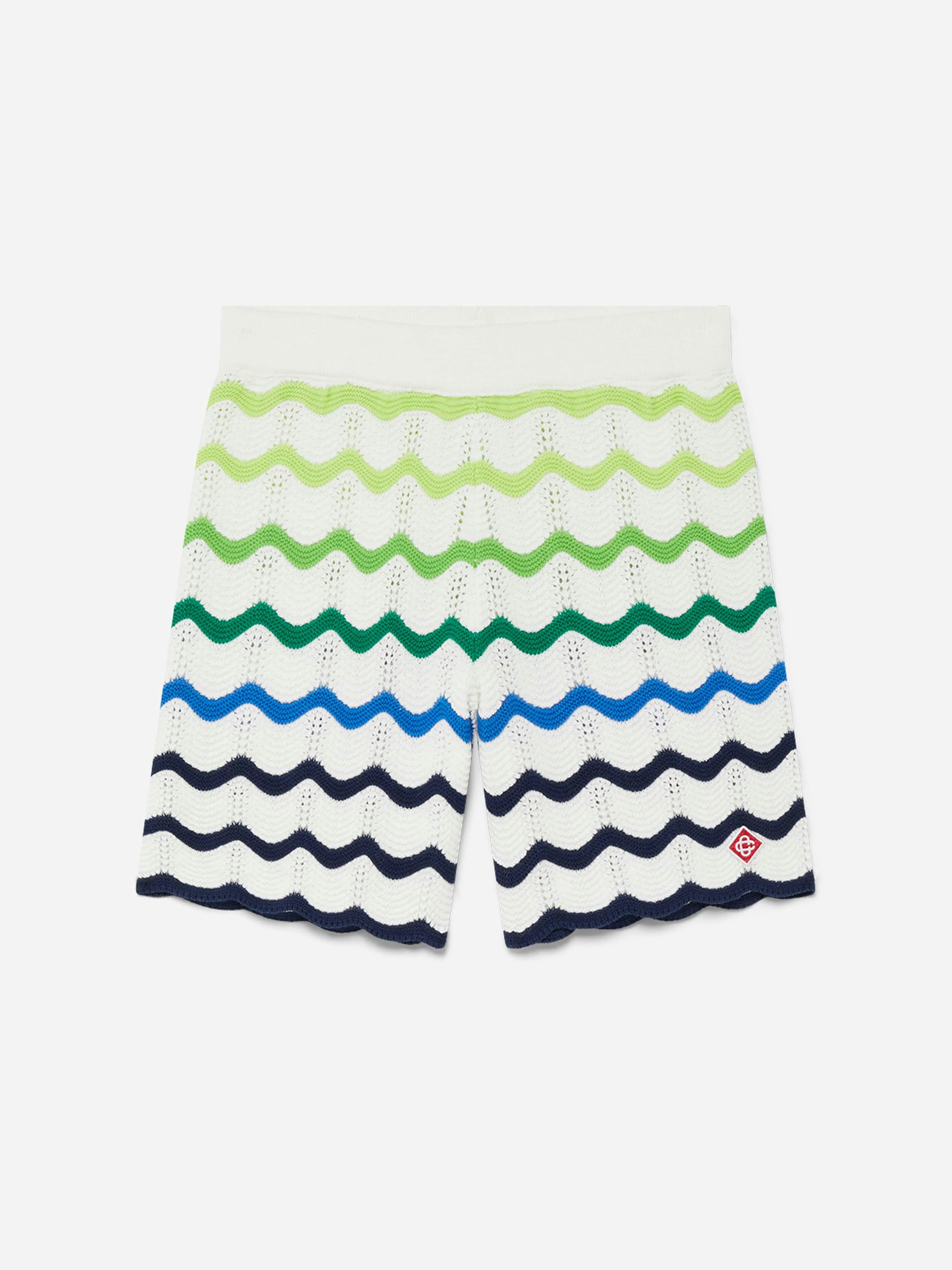 Casablanca Boys Green Wave Knit Shorts In Multicolour - Multicoloured - 13 - 14 Yrs