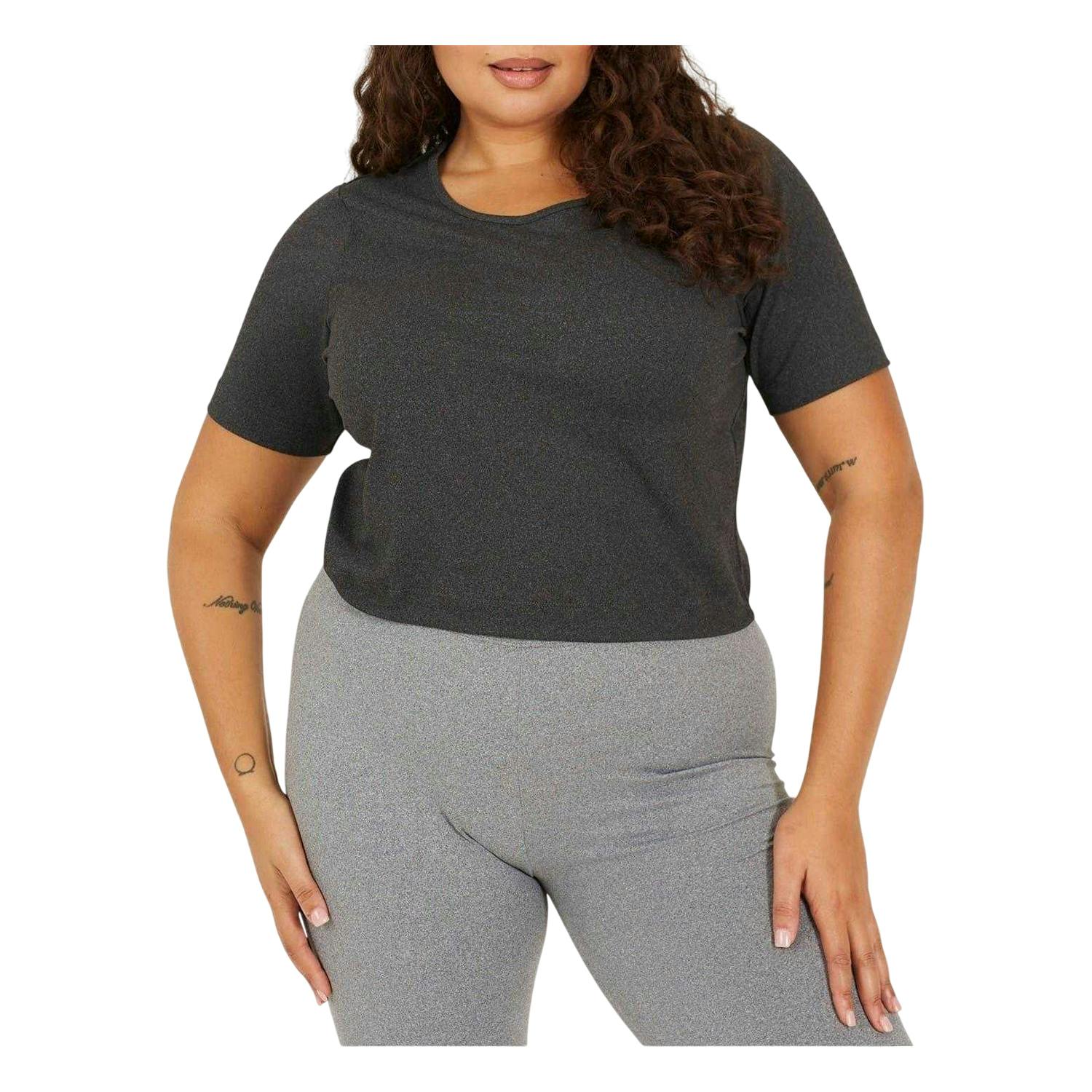 Brave Soul Women's Plain Plus Crop T-Shirt - Charcoal - 22 Uk - Charcoal - 95% Cotton/5% Elastane