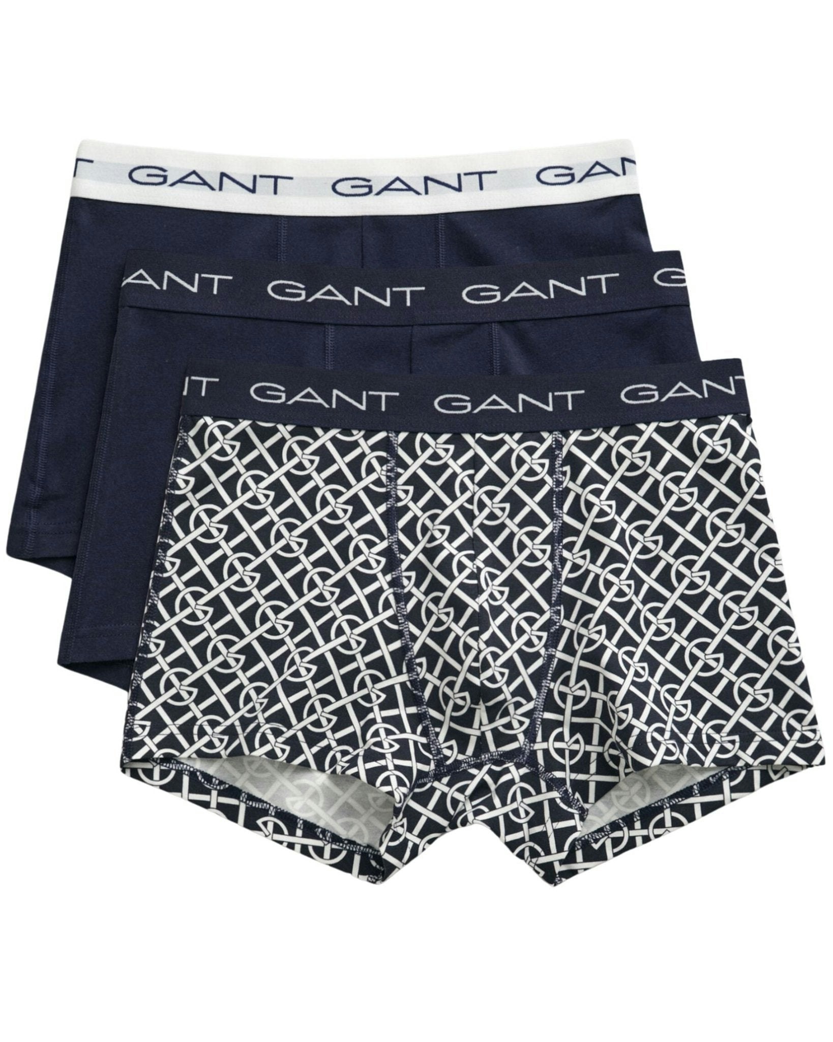 Gant Blue 3-Pack G-Patterned Boxer Trunks, Evening - Xl