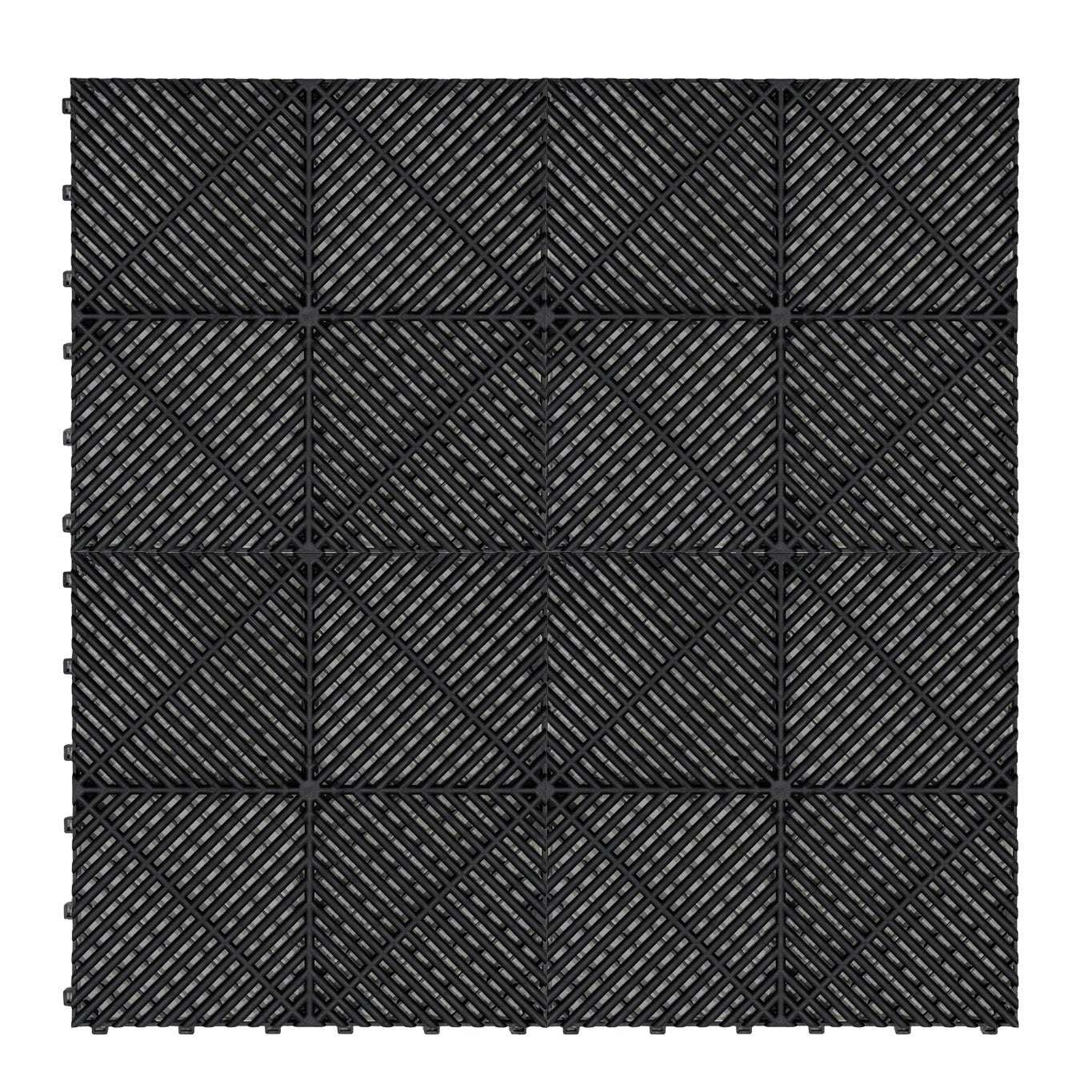 Rackhams Black Vented Garage Floor Tiles X 225 With Edges