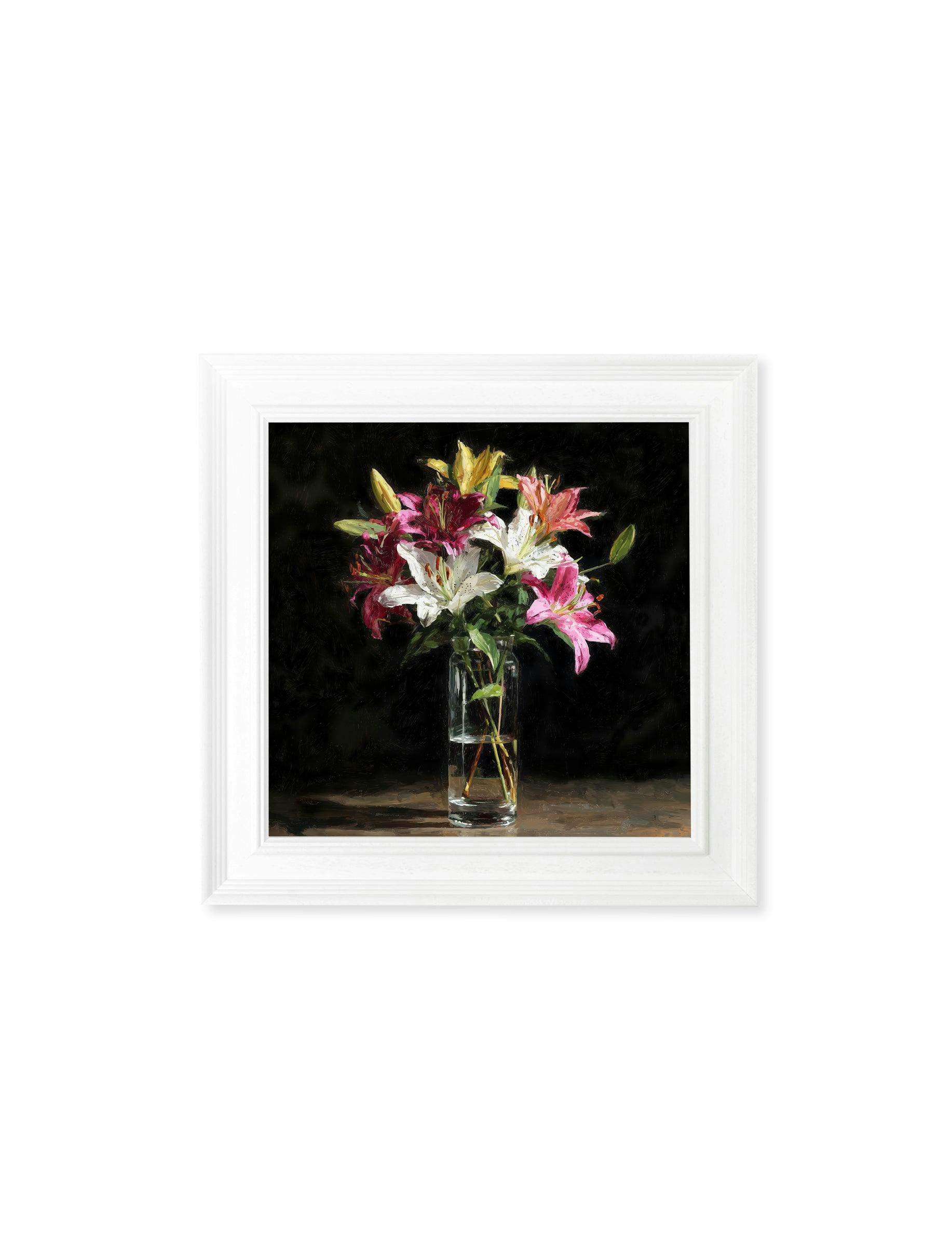 Rackhams Dark/White Blush Lilies After - Strong Hurstwood Square Frame - Lilies After - 44 X 44 Cm