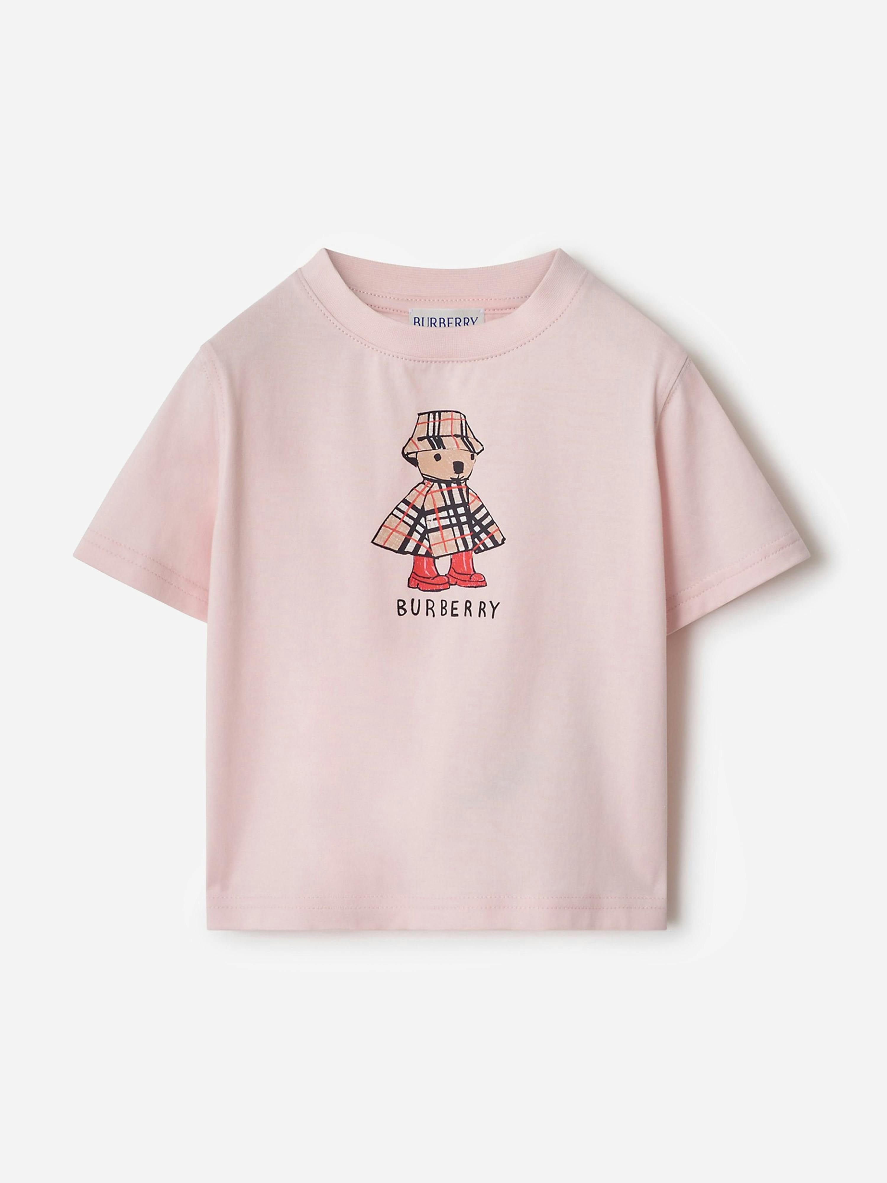 Burberry Kids Girls Pink Baby Mini Roxy Teddy Cape T-Shirt In - 6 Mths