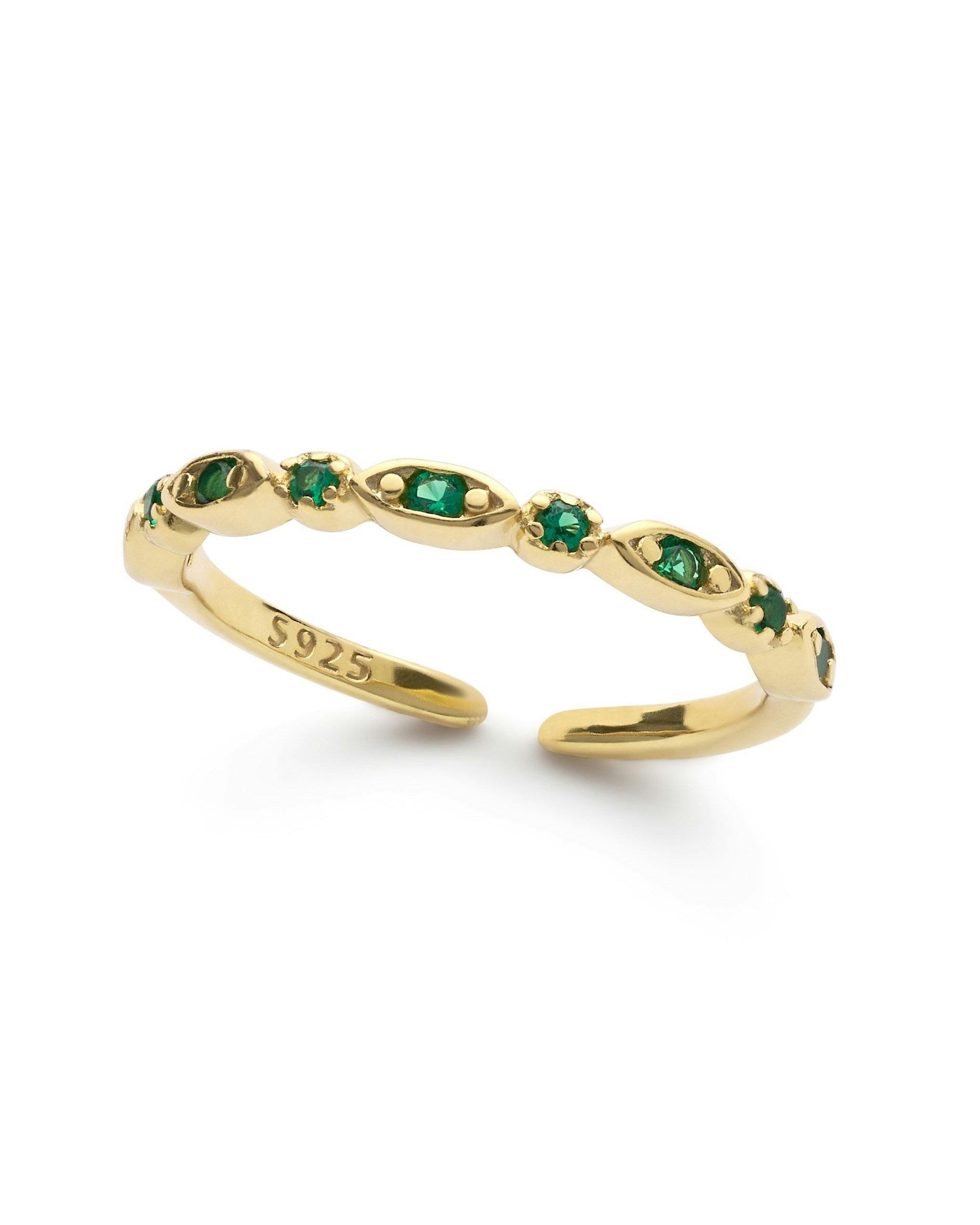 Elk & Bloom Gold/Green 14K Dainty Crystal Ring - No Thank You
