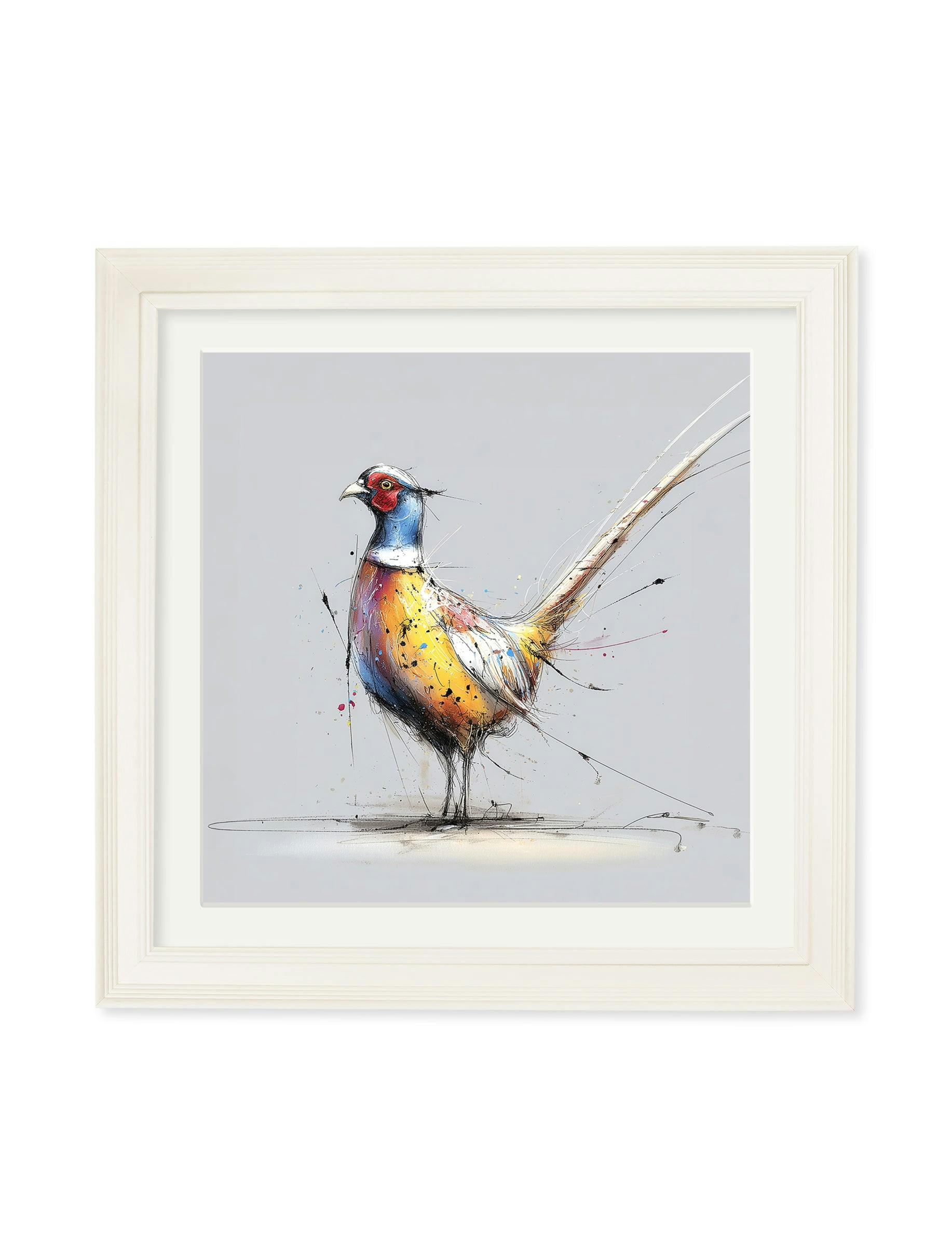 Rackhams Cream Plump Pheasant Cosy Sketch - Hurstwood Square Frame - Plump Pheasant Cosy Sketch - 96 X 96Cm