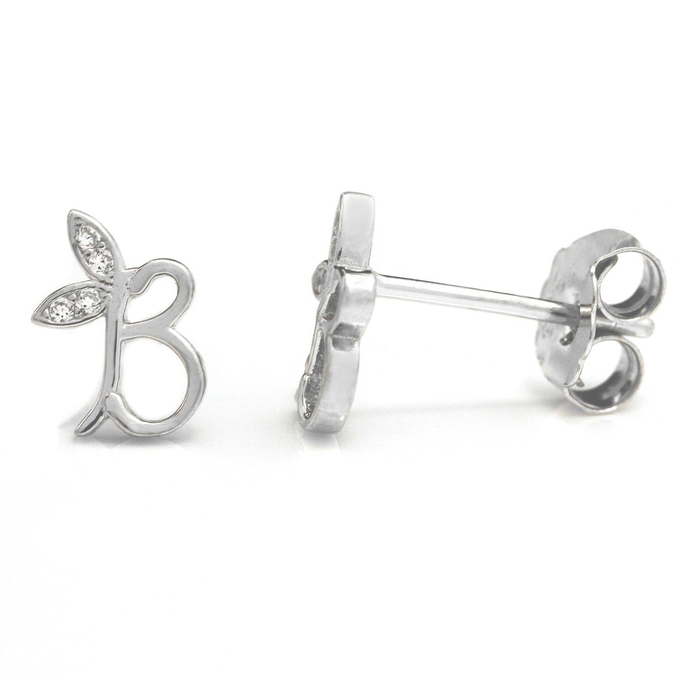 Say It With Silver Winged Initial Earrings - Sterling - B