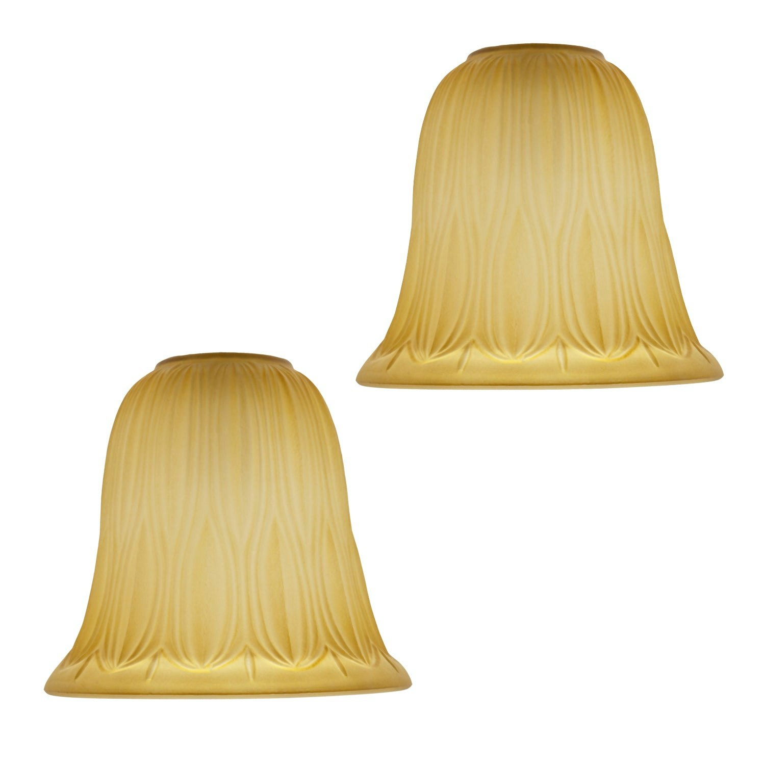 Happy Homewares Amber Pair Of Etched Glass Shades With Traditional Shape For E14 And E27 Large