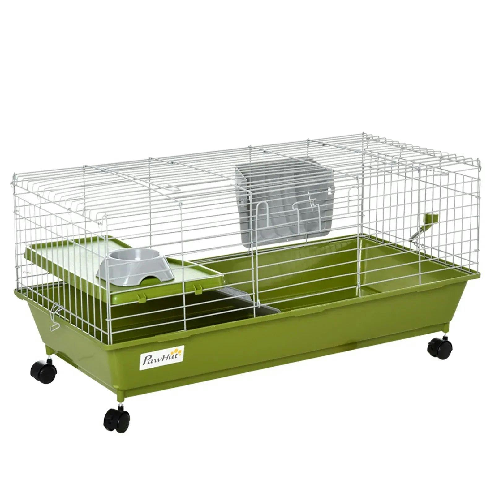 Pawhut Small Animal Cage Hutch - Green / S - Image 5