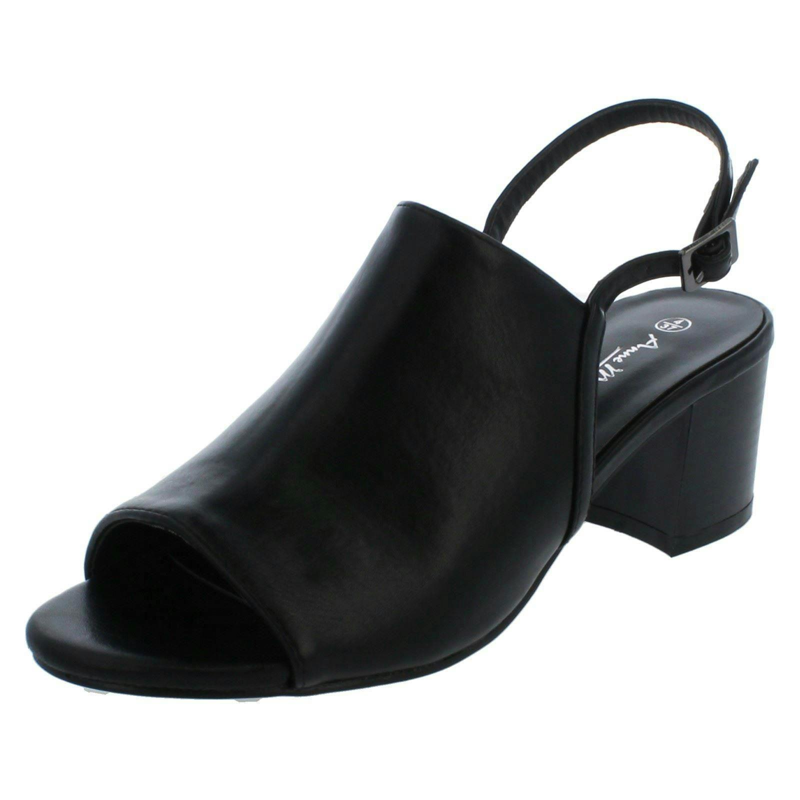 Anne Michelle Women's Black Mid Heel Mules - Uk 3