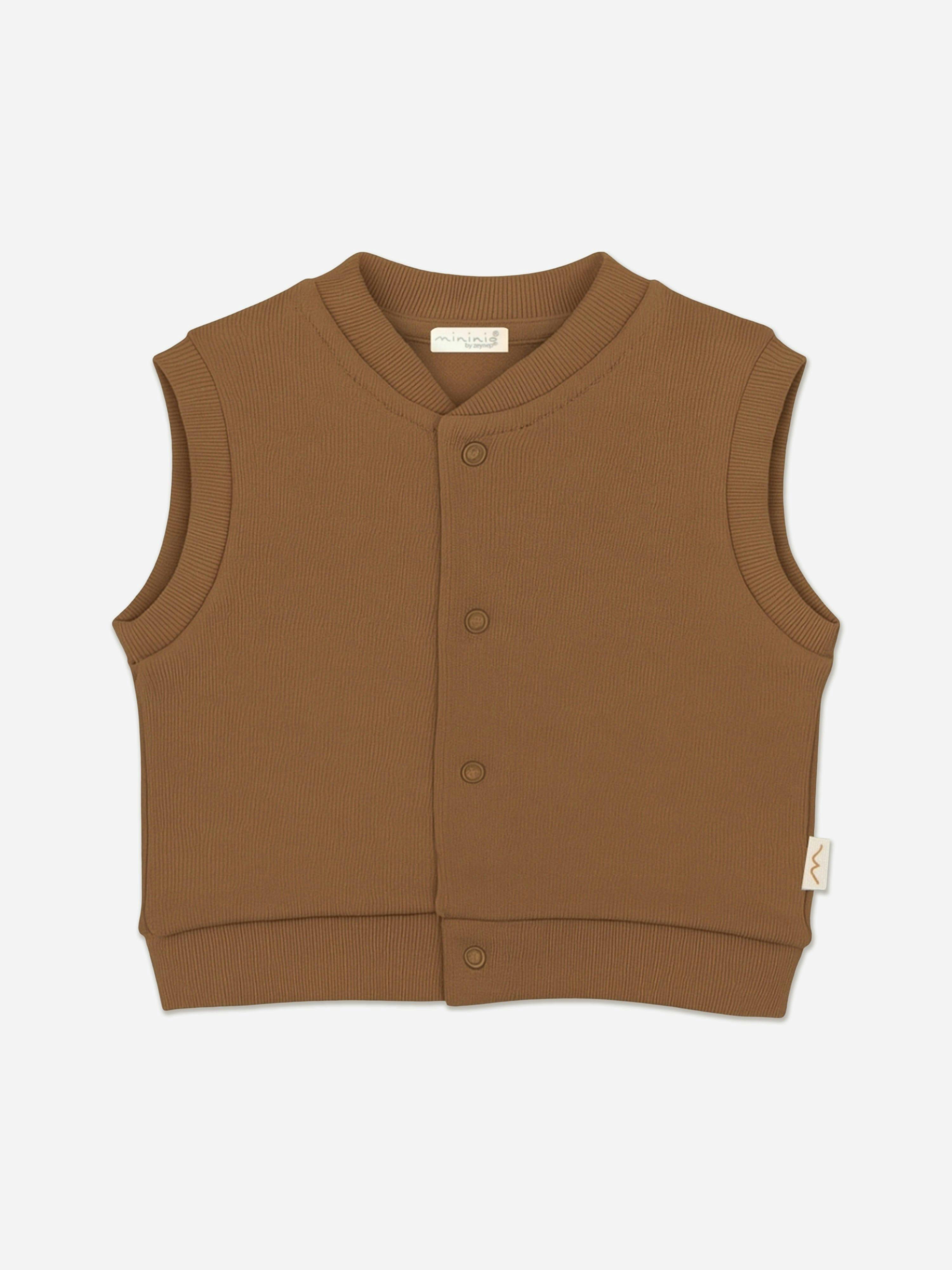 Mininio Brown Baby Organic Cotton Vest In - 18 - 24 Mths
