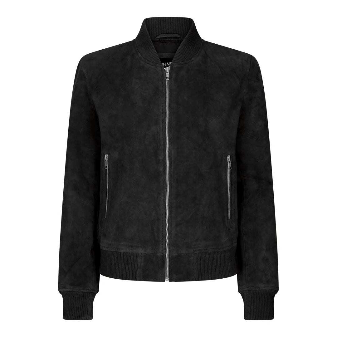 Infinity Leather Women's Black Leather Company Genuine Suede Bomber Jacket Leather Casual Varsity Vintage Casual - 5XL
