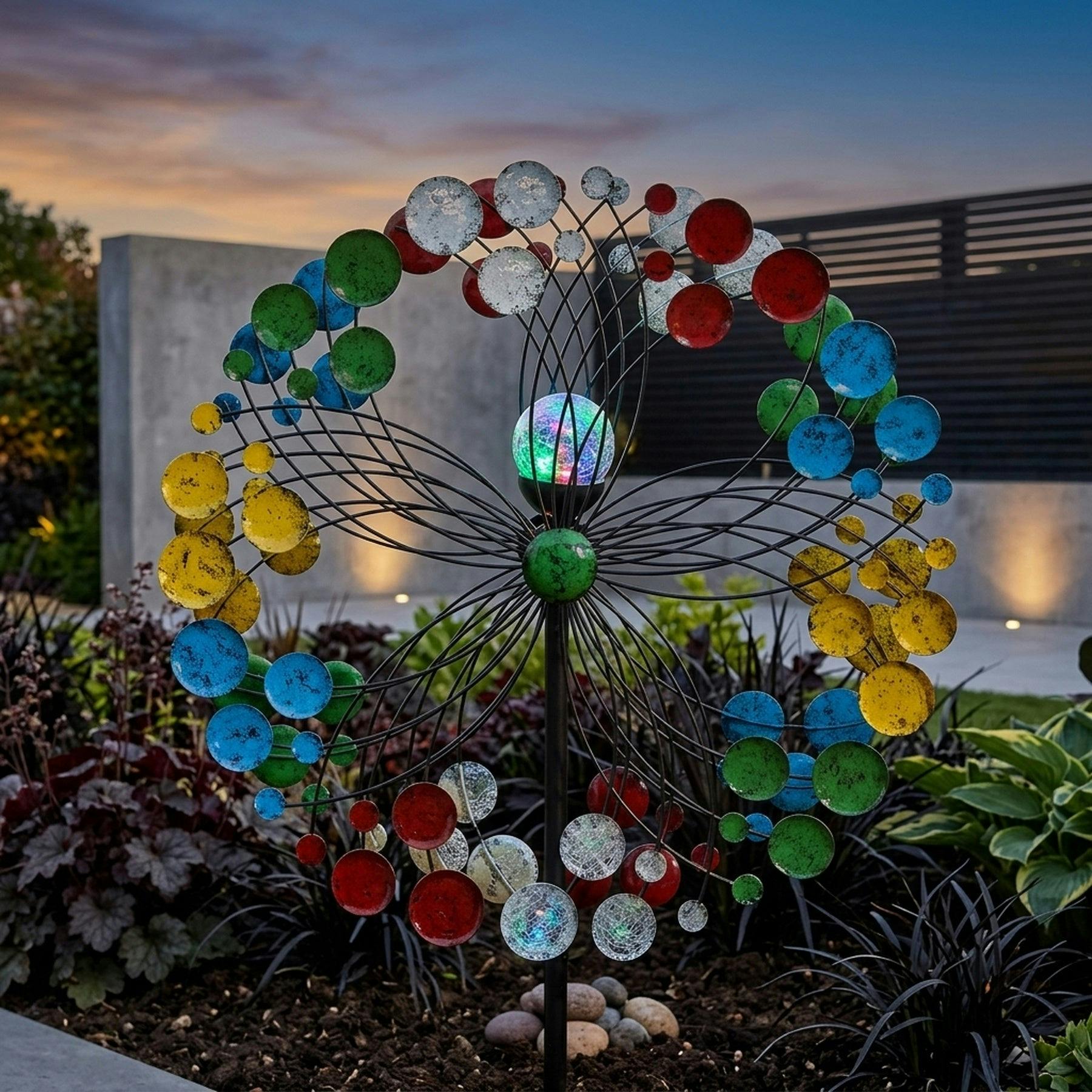 Rackhams Light/Dark Harlequin Solar Garden Illuminated Wind Spinner