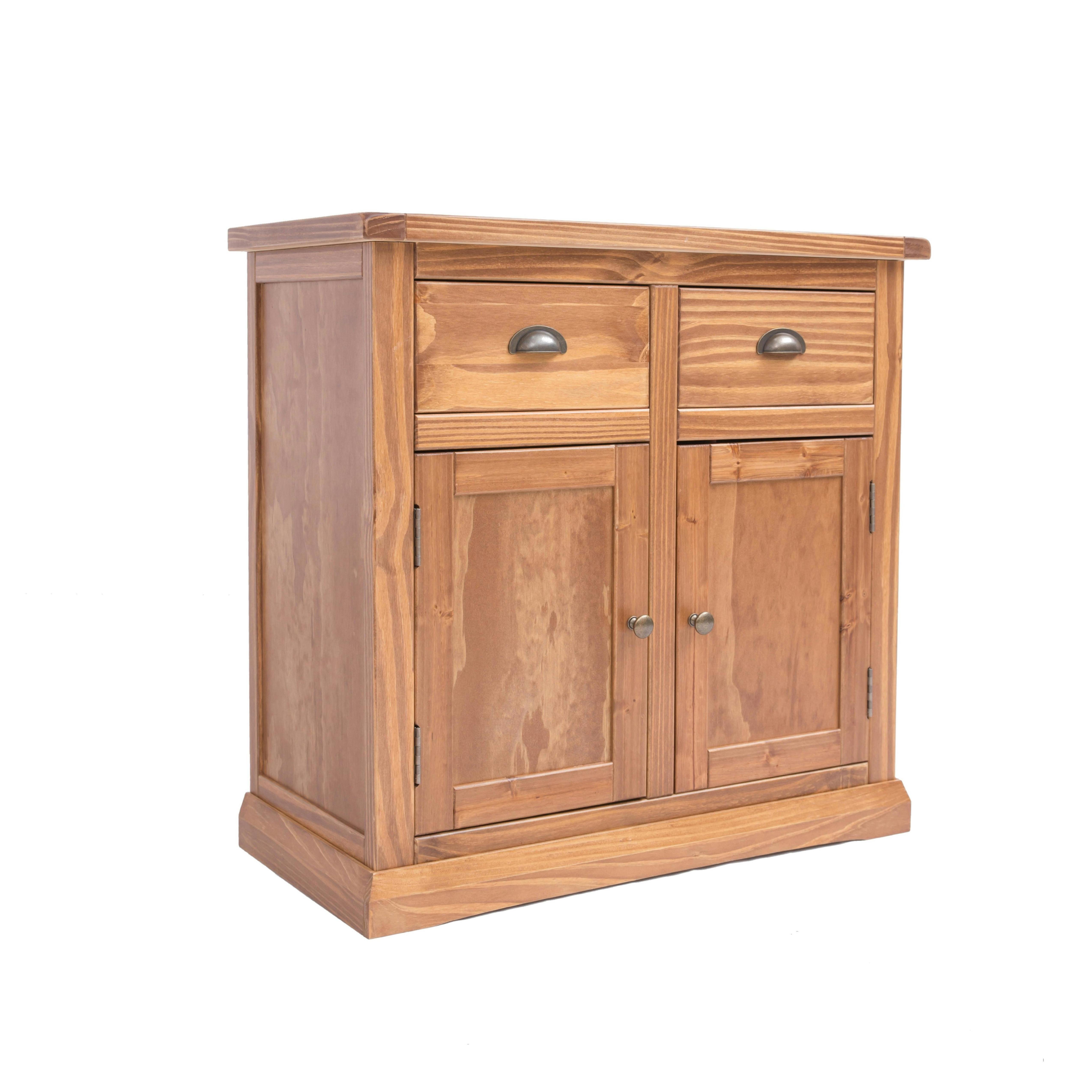 Cabinet Bits Brown Tirolo Lacquered 2 Drawer 2 Door Sideboard Brass Cup Handle