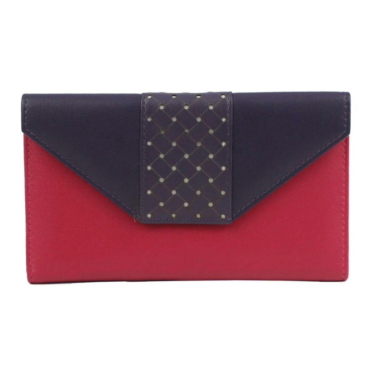 Eastern Counties Leather Pink/Purple Donna Contrast Panel Leather Purse - One Size - 100% Leather
