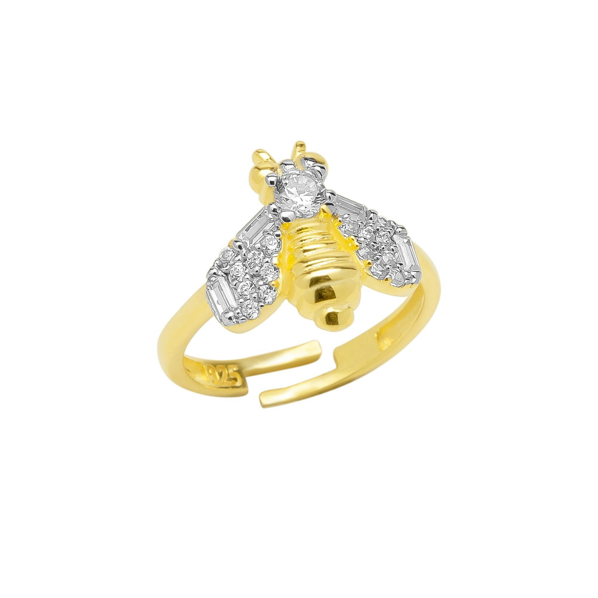 Spero London Silver/Gold Sterling Bumble Bee Ring