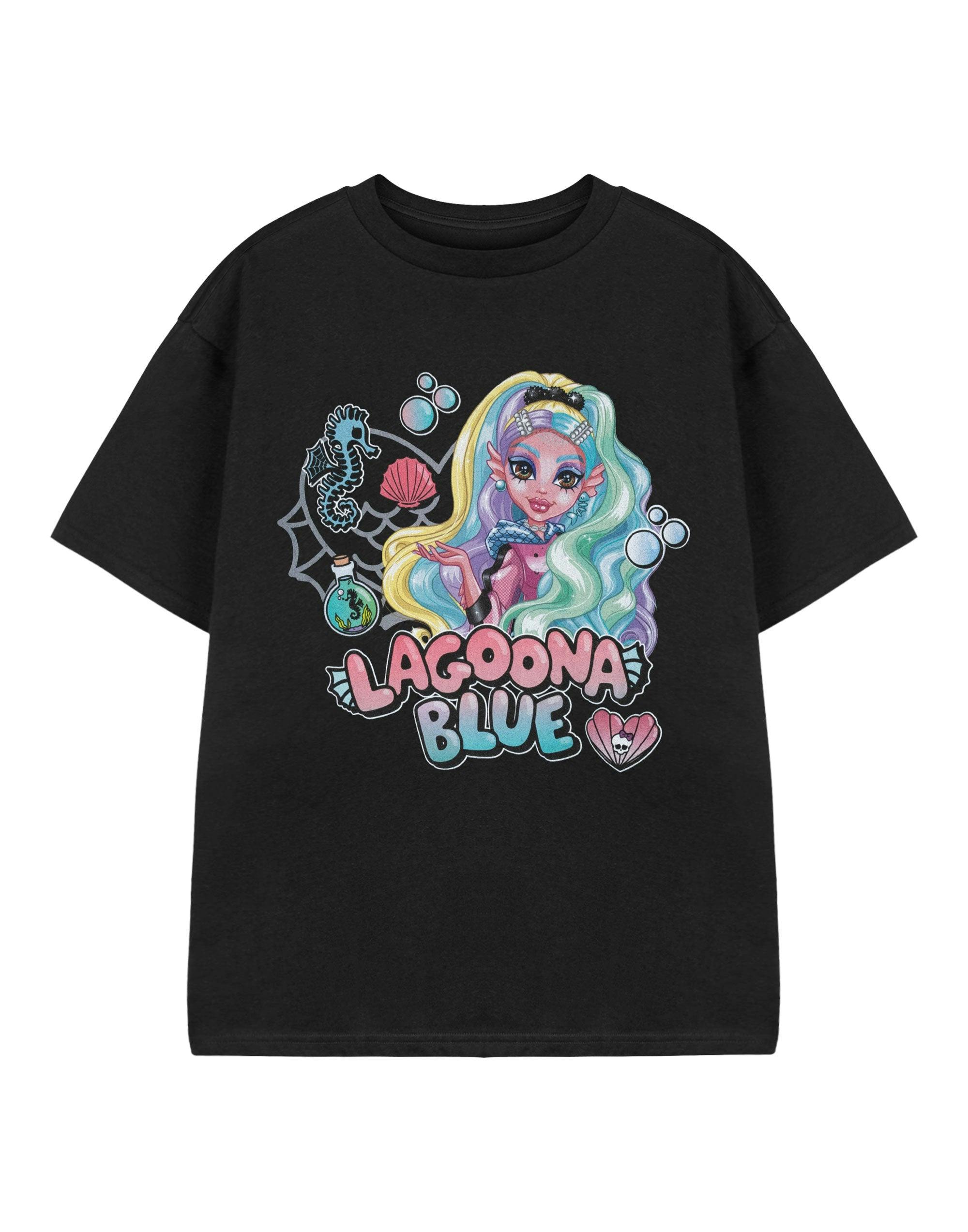 Vanilla Underground Girls Black/Blue Monster High Lagoona Short Sleeved T-Shirt - 3-4 Years
