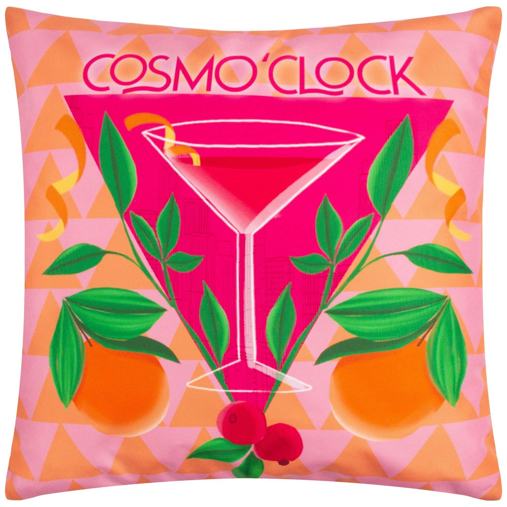Furn Pink Cosmo O' Clock Abstract Outdoor Cushion Cover - 43Cm X 43Cm - 100% Polyester
