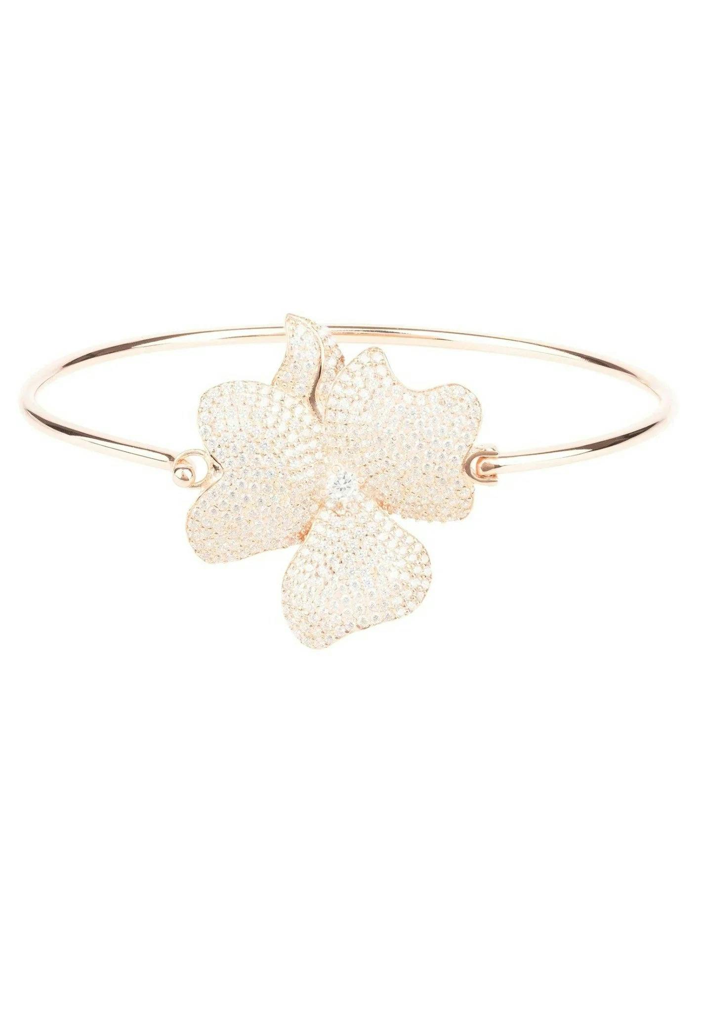 Latelita Silver/Light/Black Flower Large Statement Cuff Bracelet Rosegold