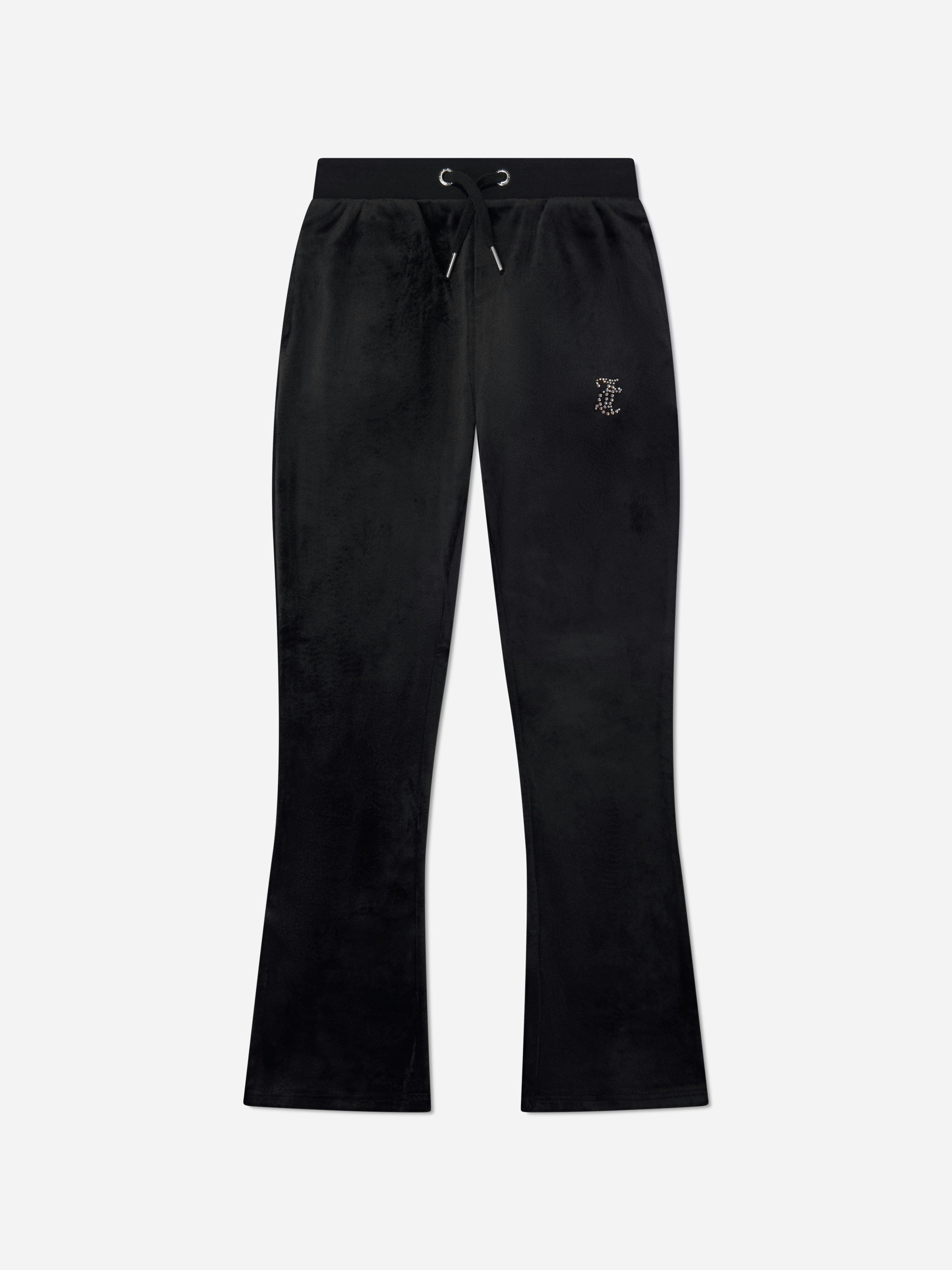 Juicy Couture Girls Black Diamante Logo Bootcut Joggers In - 15 - 16 Yrs