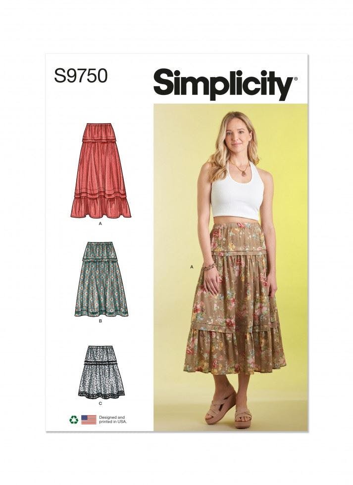 Simplicity Women's Sewing Pattern 9750, Skirts For K5 (8-10-12-14-16) - Intermediate - K5 (8-10-12-14-16)