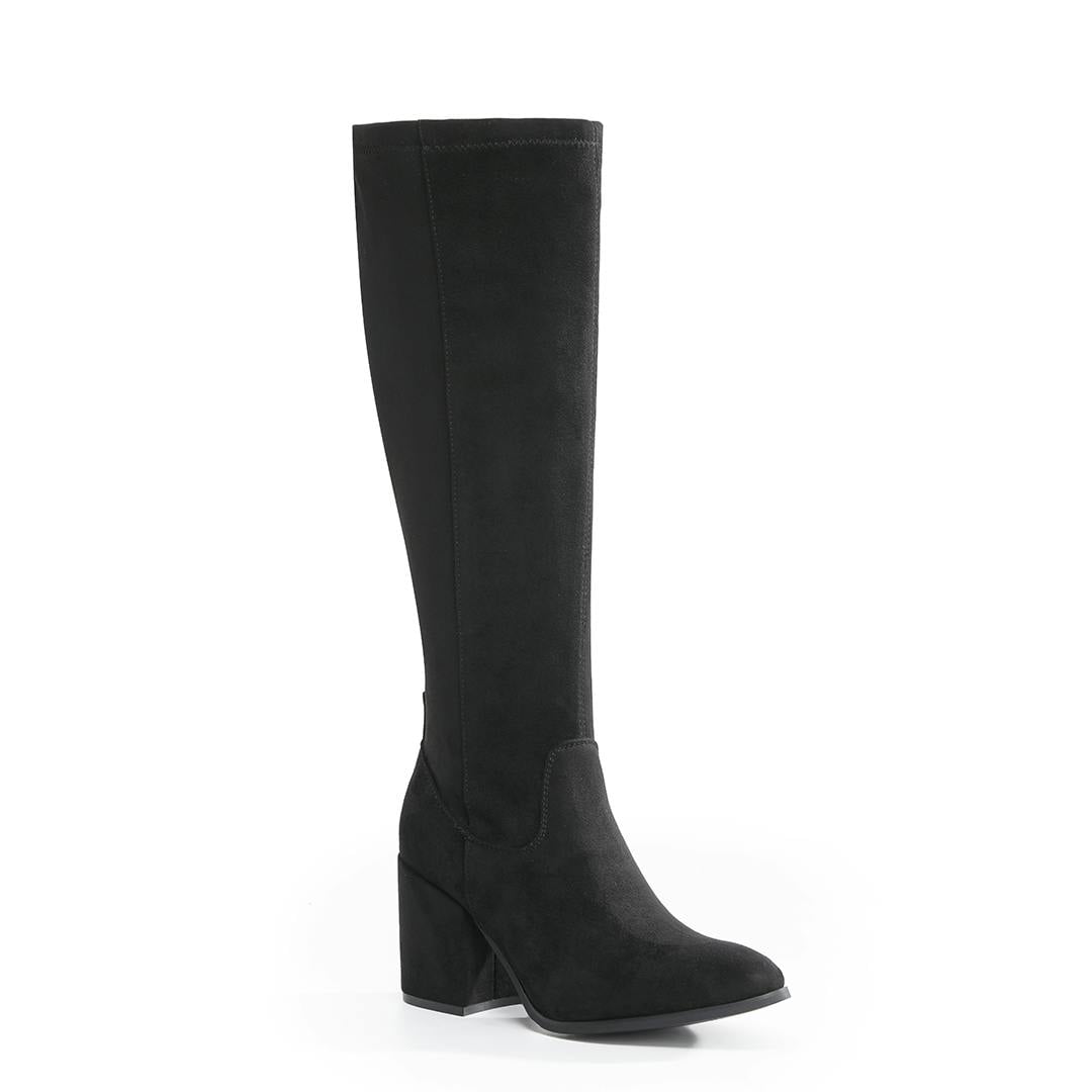 Viva Women's Black Quinn: Knee High Heeled Long Boots - 6