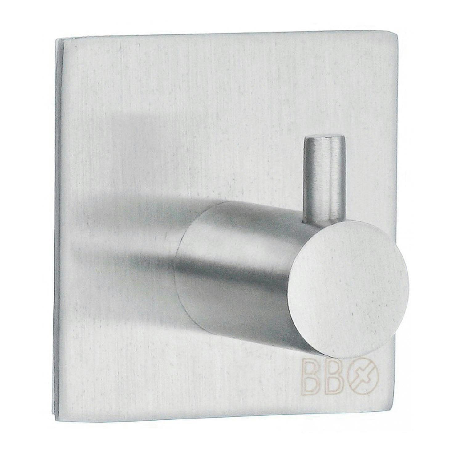 Rackhams Brushed Stainless Steel Single Towel Hook (45 X 45Mm) Self Adhesive Bathroom Wall Mounted