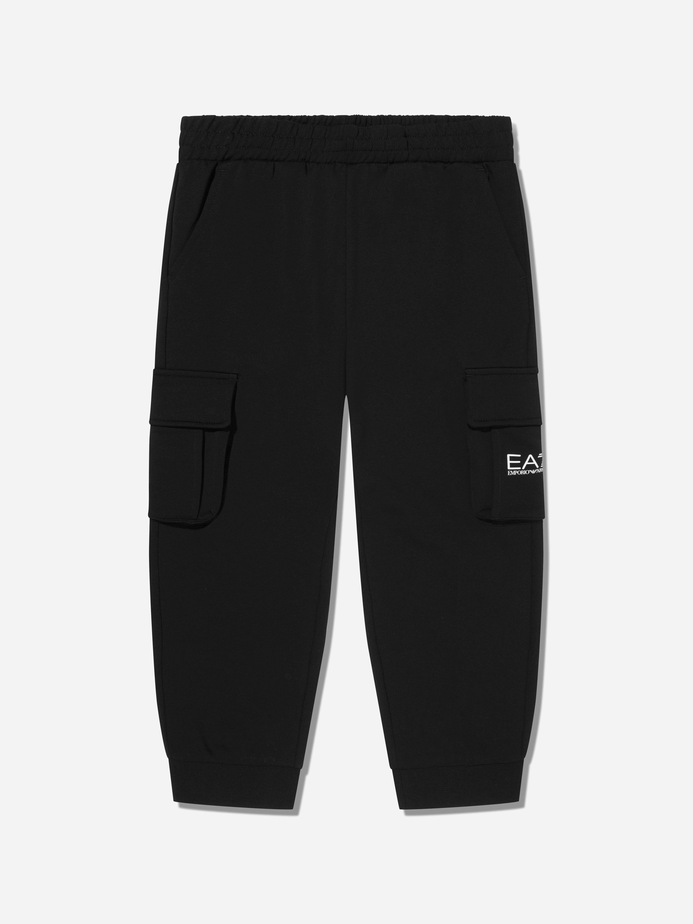 Ea7 Emporio Armani Boys Black Train Core Id Cargo Trousers In - 8 Yrs