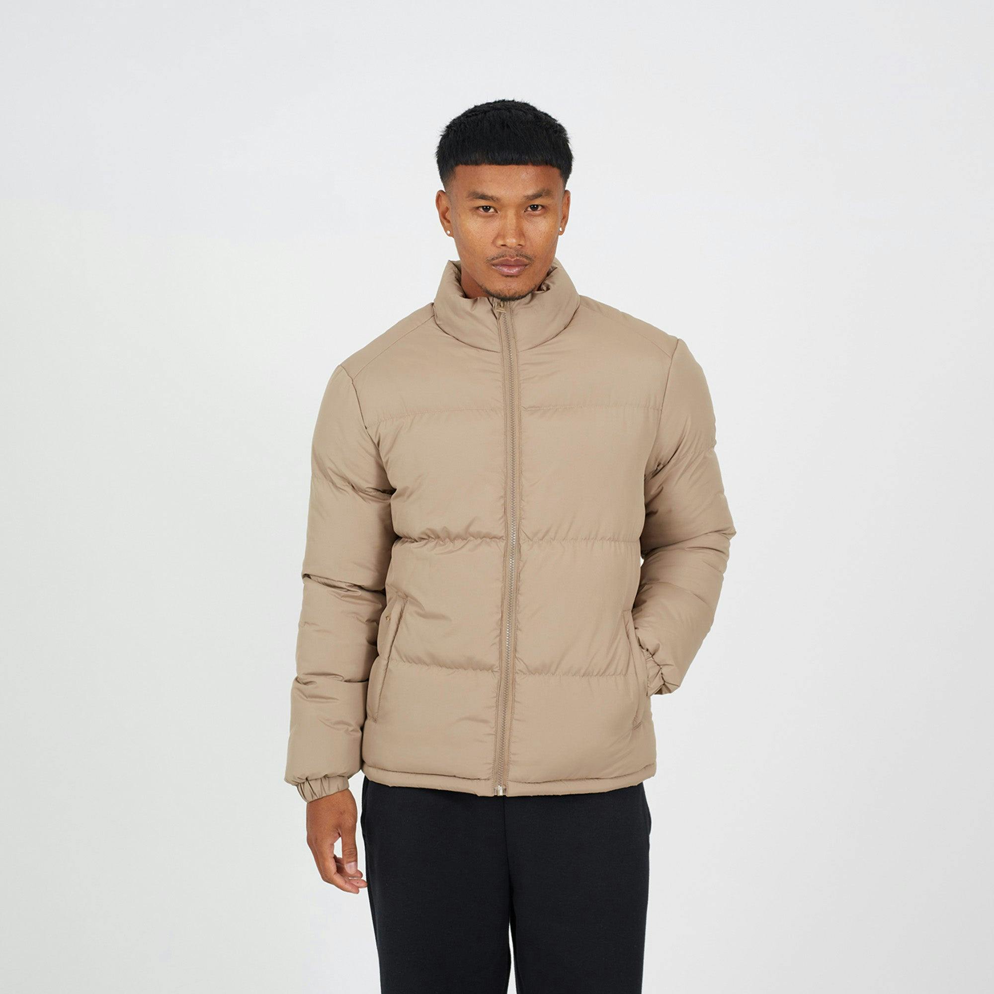 Brave Soul Mens Stone Funnel Neck Padded Jacket - Size Medium - Image 2