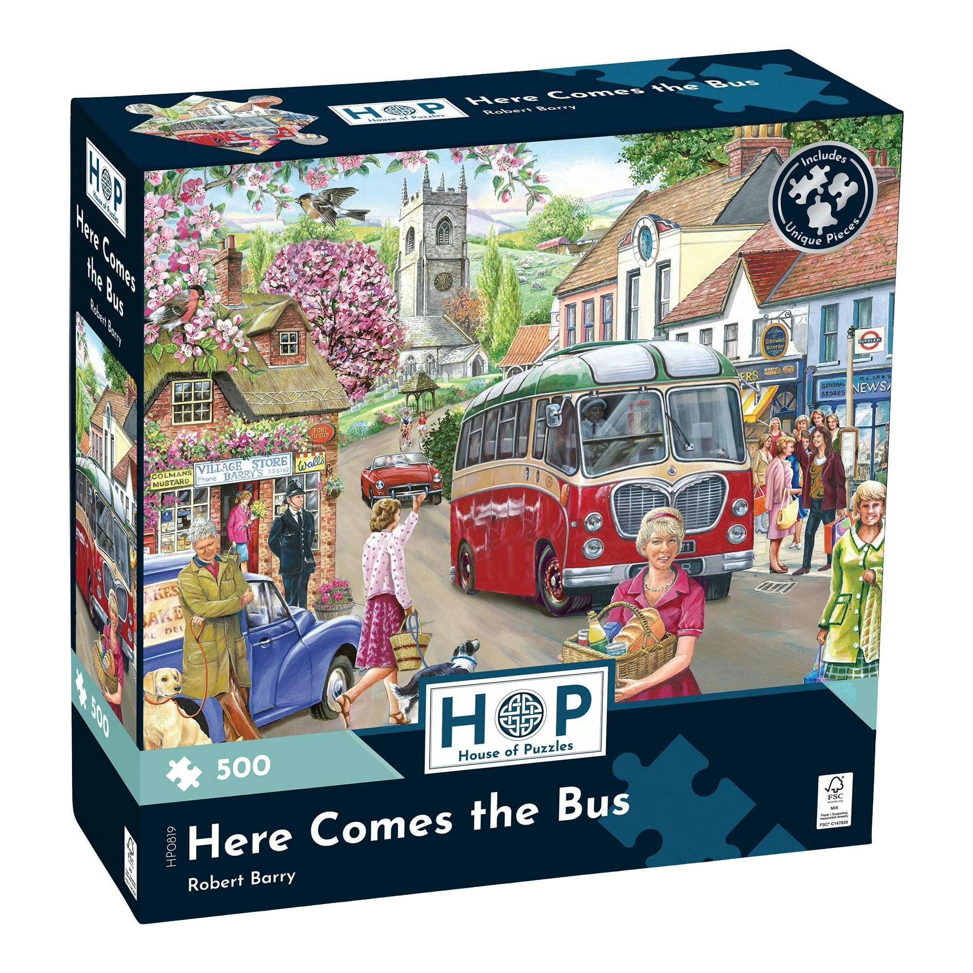 The House Of Puzzles Here Comes The Bus 500 Piece Jigsaw Puzzle