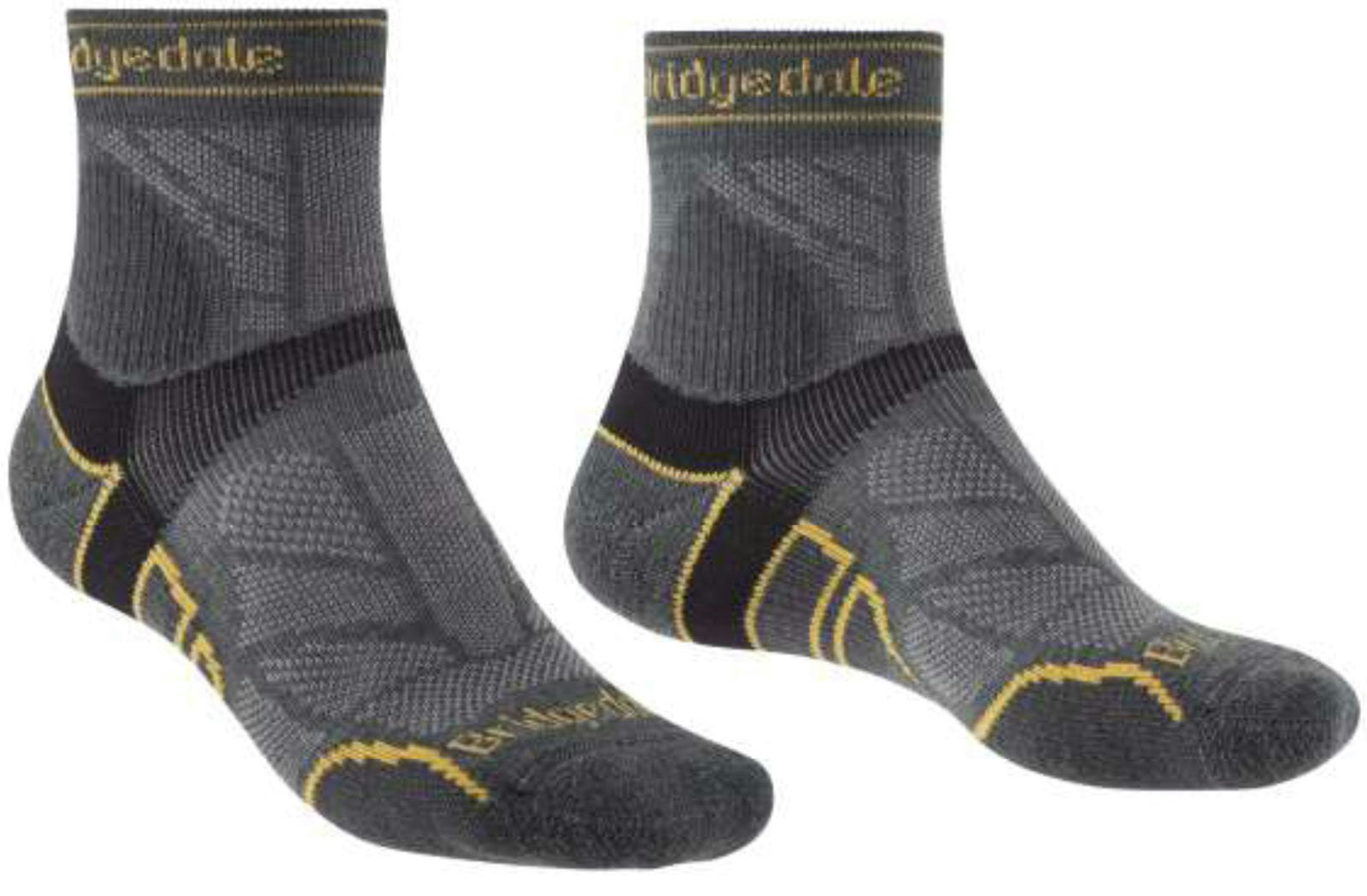 Bridgedale Men's Grey Lightweight T2 Merino Run Mini-Crew Socks {Br-710199} - Gunmetal - Large