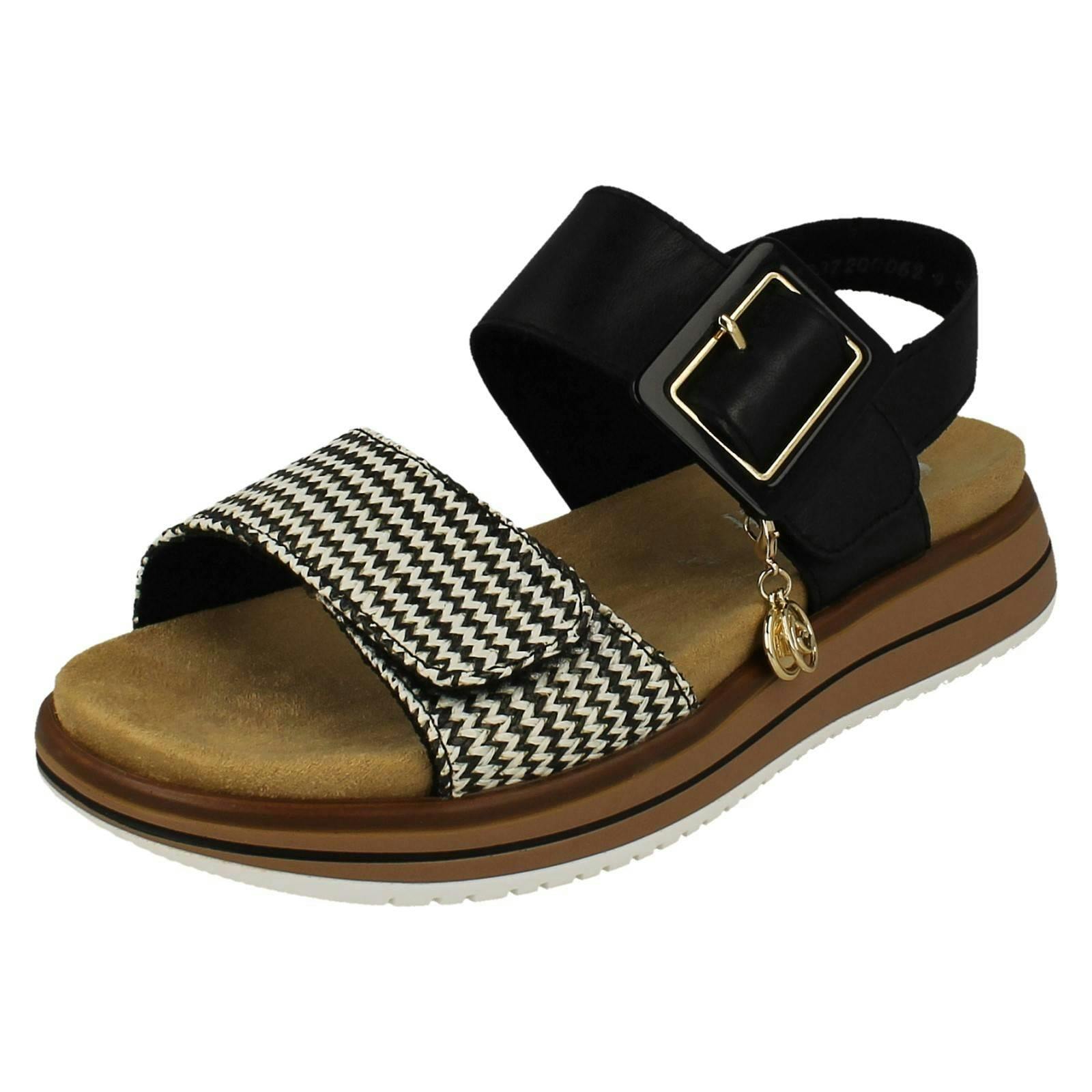Remonte Women's Black X Elle Faux Buckle Sandals D1j53 - Combination - Uk 6.5