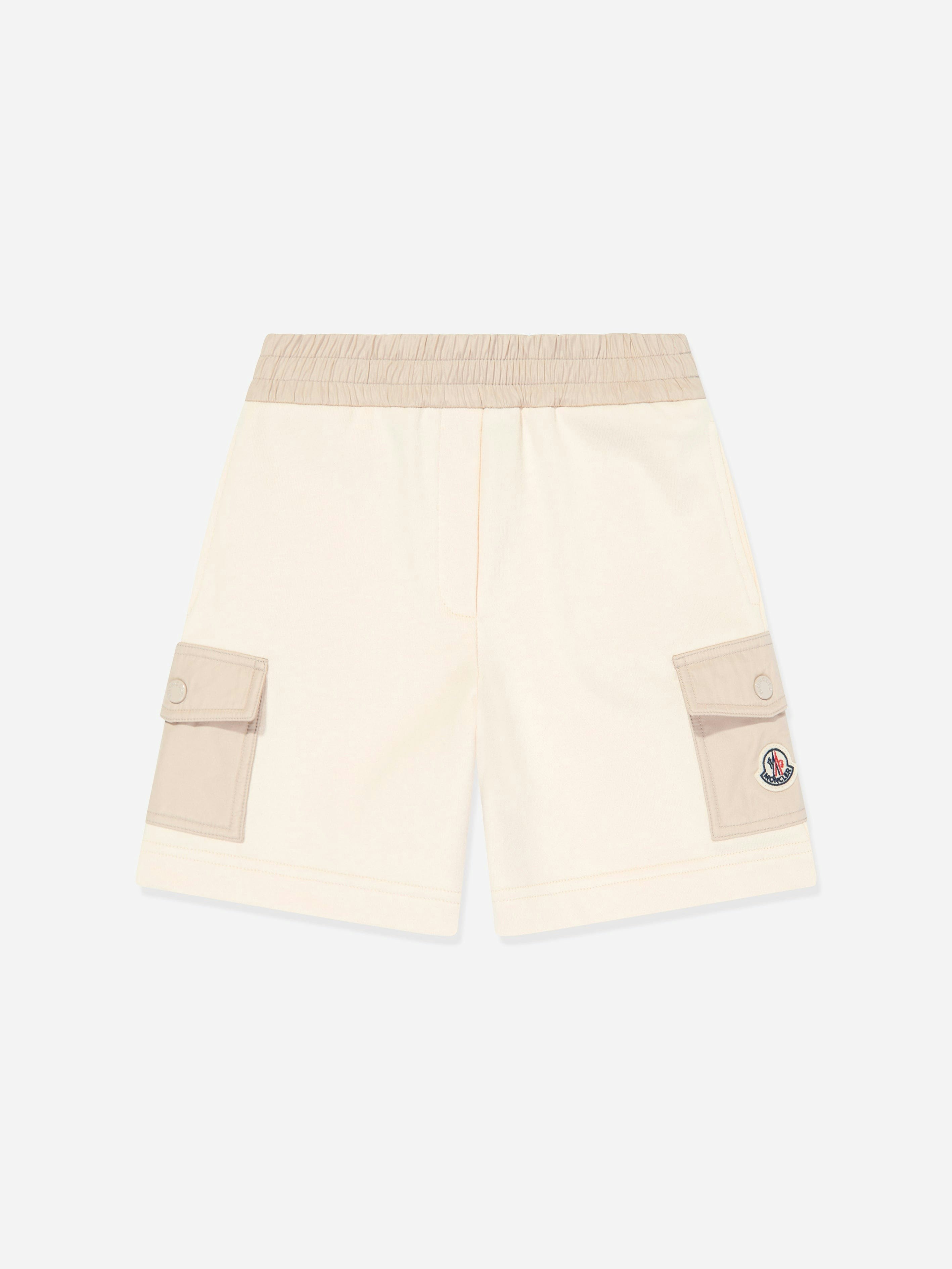 Moncler Enfant Girls Ivory Pocket Sweat Shorts In - 12 Yrs