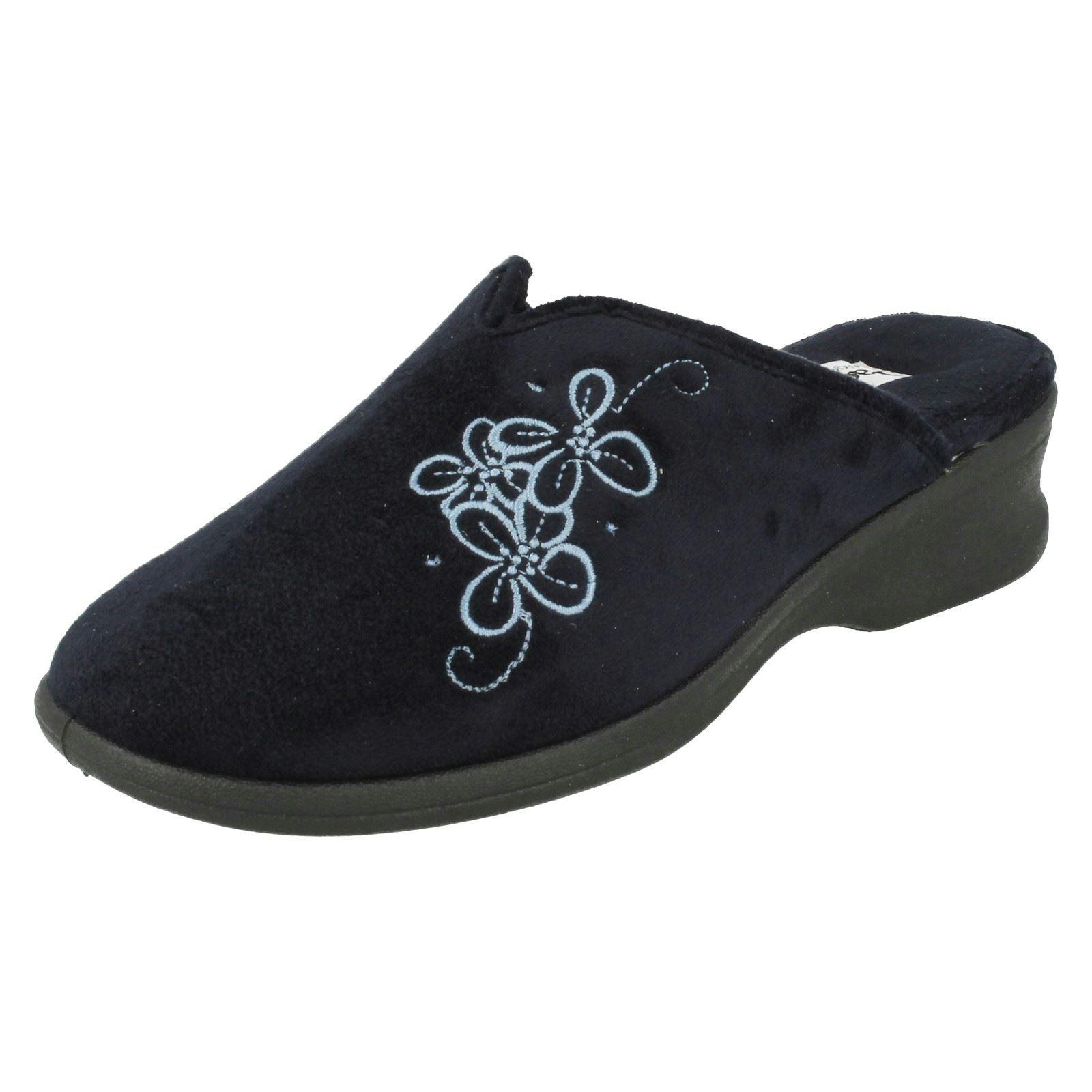 Padders Women's Wedge Heel Slipper Sable - Navy - Uk 3