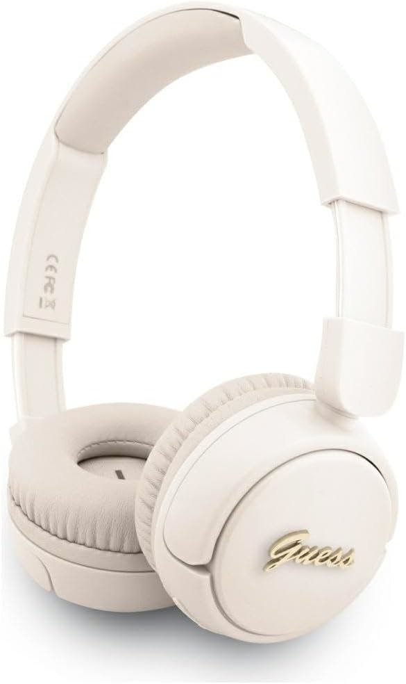 Guess Beige Script Metal Logo On Ear Wireless Headphone - Gubhv6sce