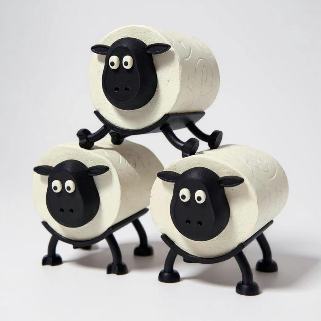 Rackhams Black Baa-Rilliant Sheep Fun Toilet Roll Holder - Pack Of 3 Sheep