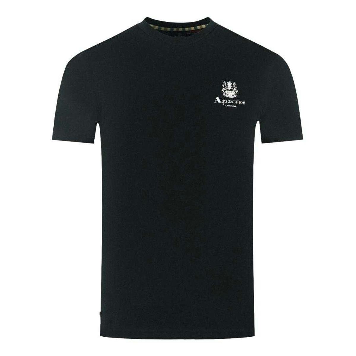 Aquascutum Men's Black London Aldis Logo T-Shirt - Xl - 100% Cotton