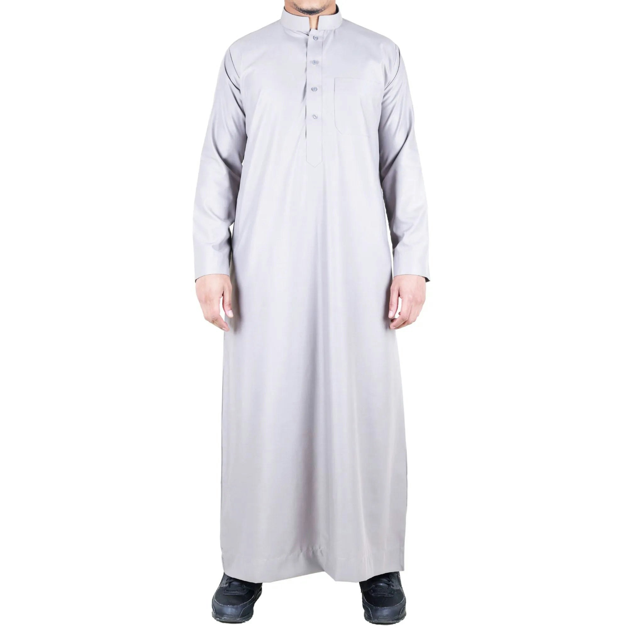 Thobez Men's Cream Thobe Jubba Nehru Collar Islamic Clothing Muslim Kaftan Dress Robe - Large