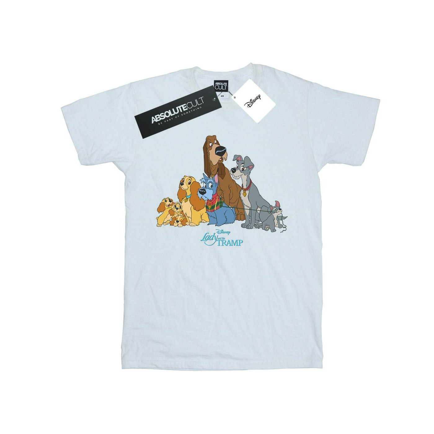 Disney Women's White / Lady And The Tramp Classic Group Cotton Boyfriend T-Shirt - 4XL