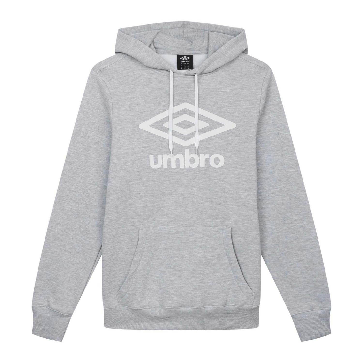 Umbro Men's Grey Logo Hoodie - Marl - Marl - L - 70% Cotton/30% Polyester