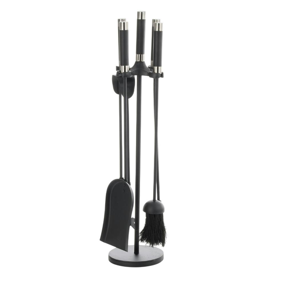 Leecroft Black Contemporary Companion Set /Nickel 25'' - One Colour - One Size - One Colour