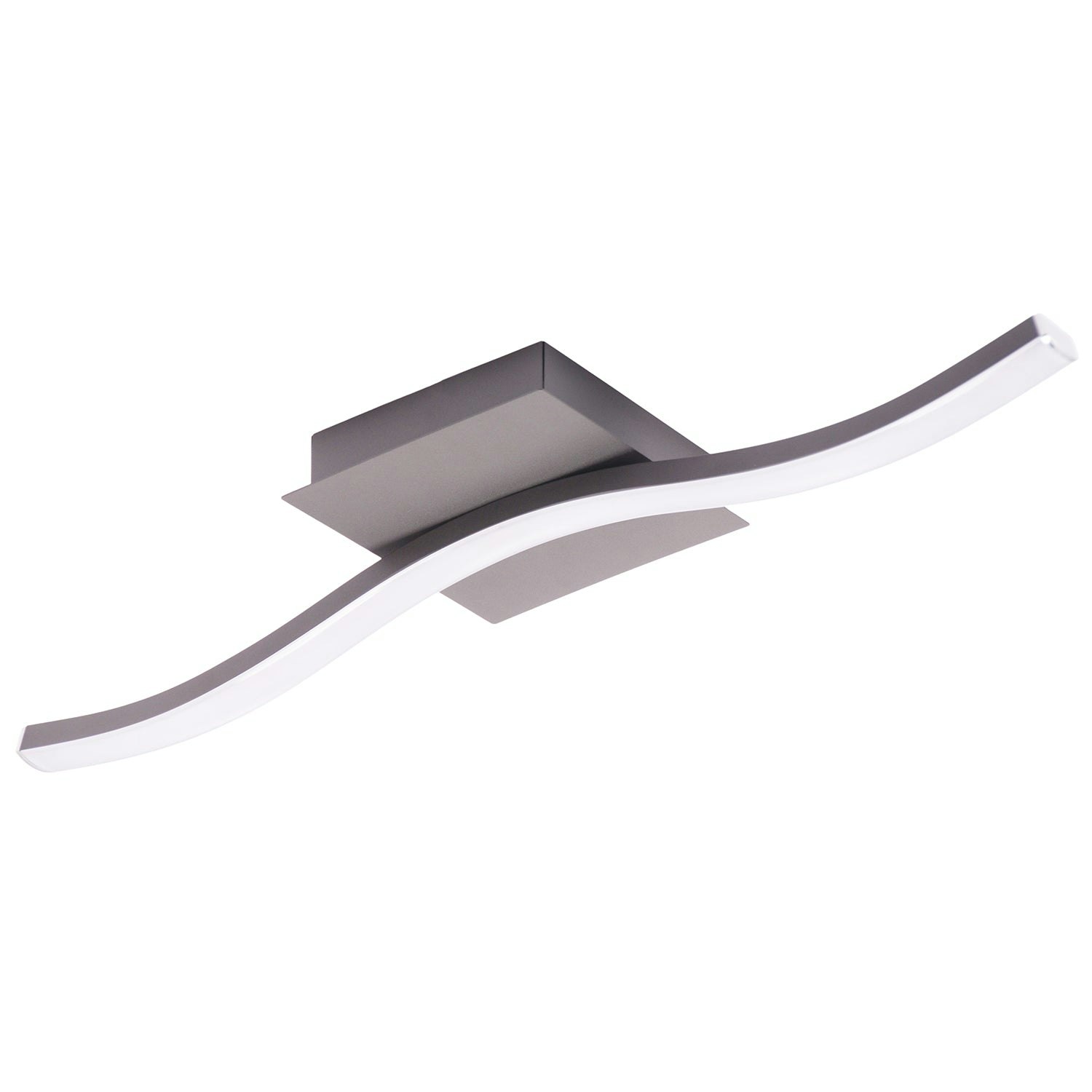 Happy Homewares Light/Grey Contemporary Designer Single Wavy Strip Led Ceiling Fitting In Matte 6Cm