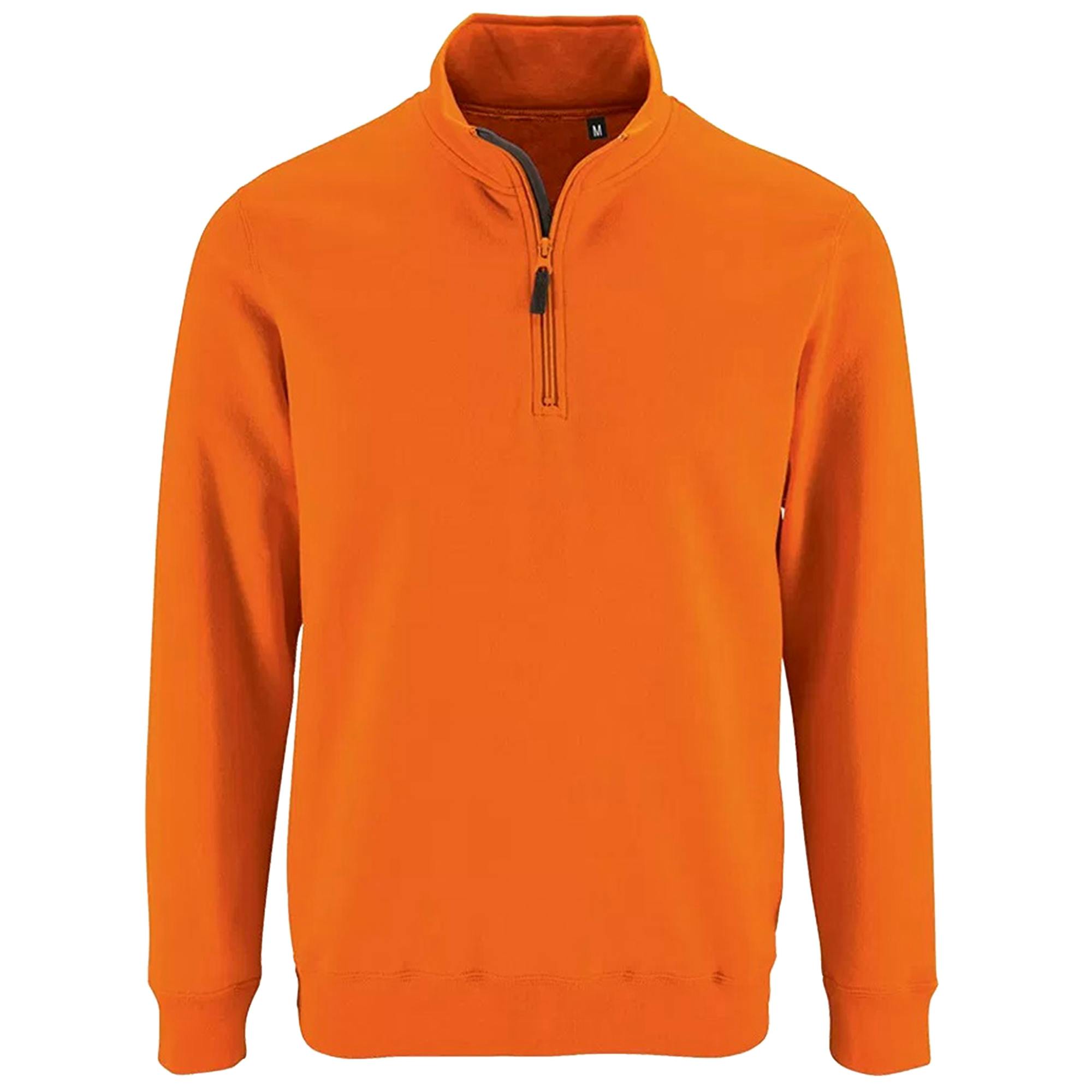 SOLS Mens Stan Contrast Zip Neck Sweatshirt (Orange) - Size Large - Image 2