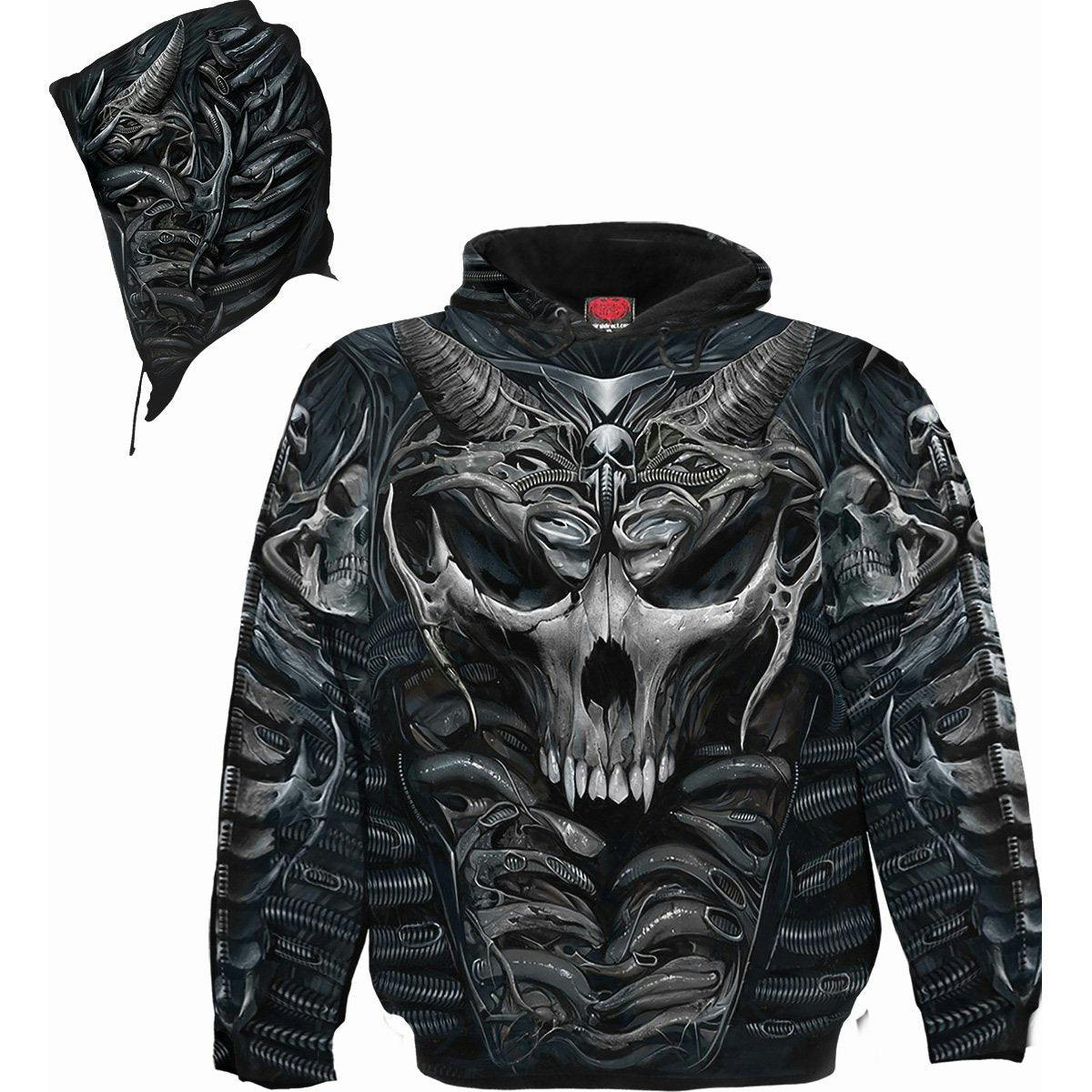Spiral Direct Black Skull Armour - Allover Hoody - S