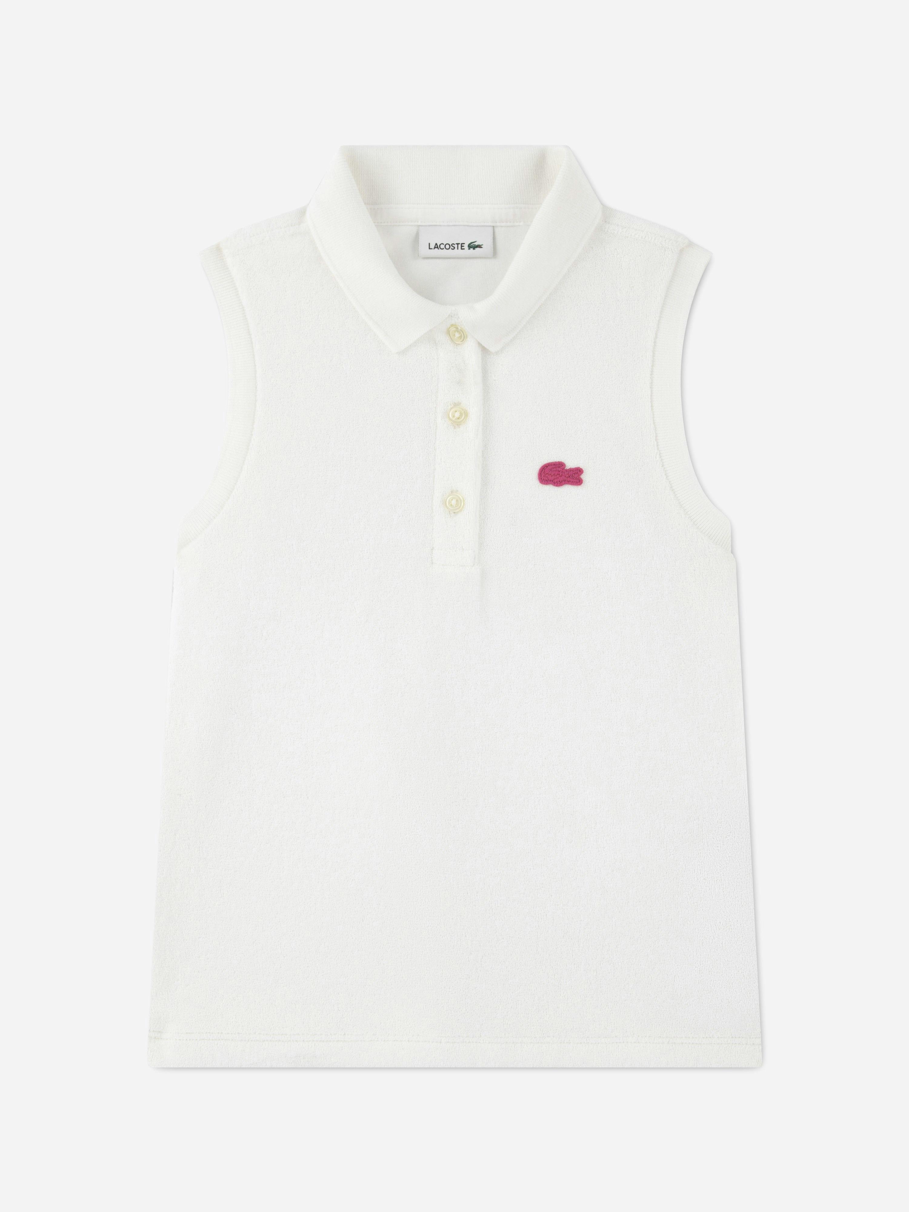 Lacoste Kids Girls Ivory Lacoste Polo Tank Top In - 6 Yrs