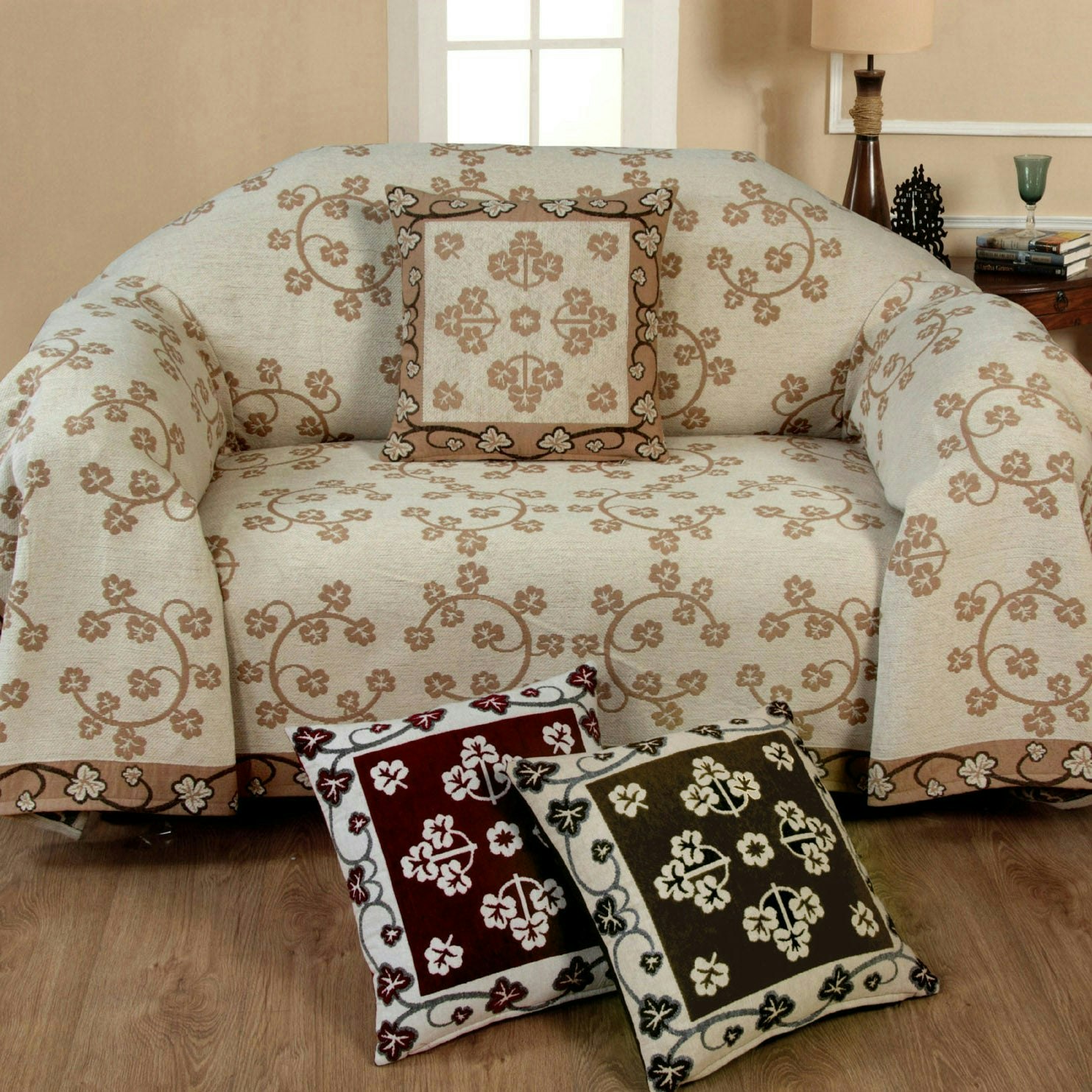 Velosso Brown Floral Chenille Throw - 127Cm X 152Cm