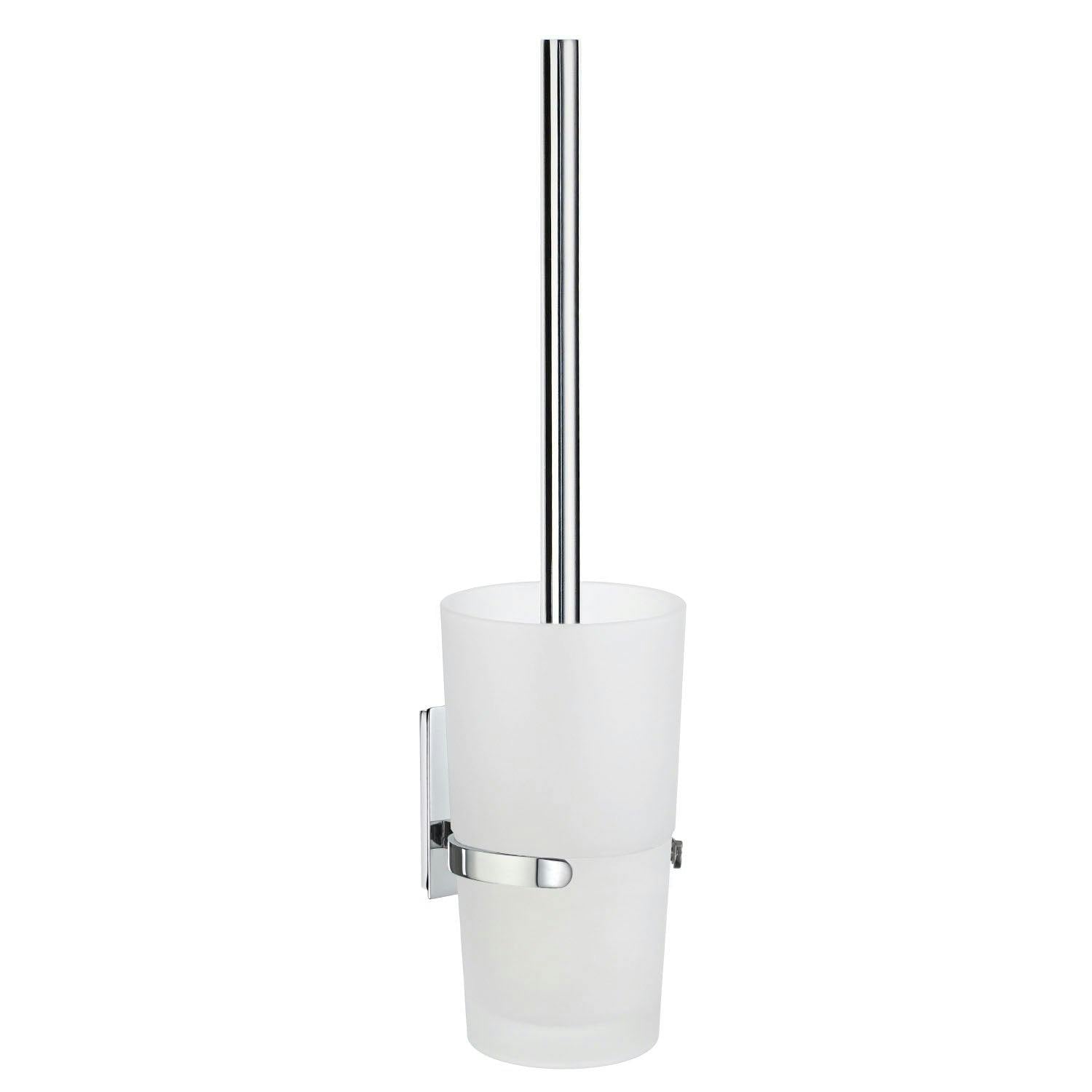 Smedbo Polished Chrome Toilet Brush And Frosted Glass Holder