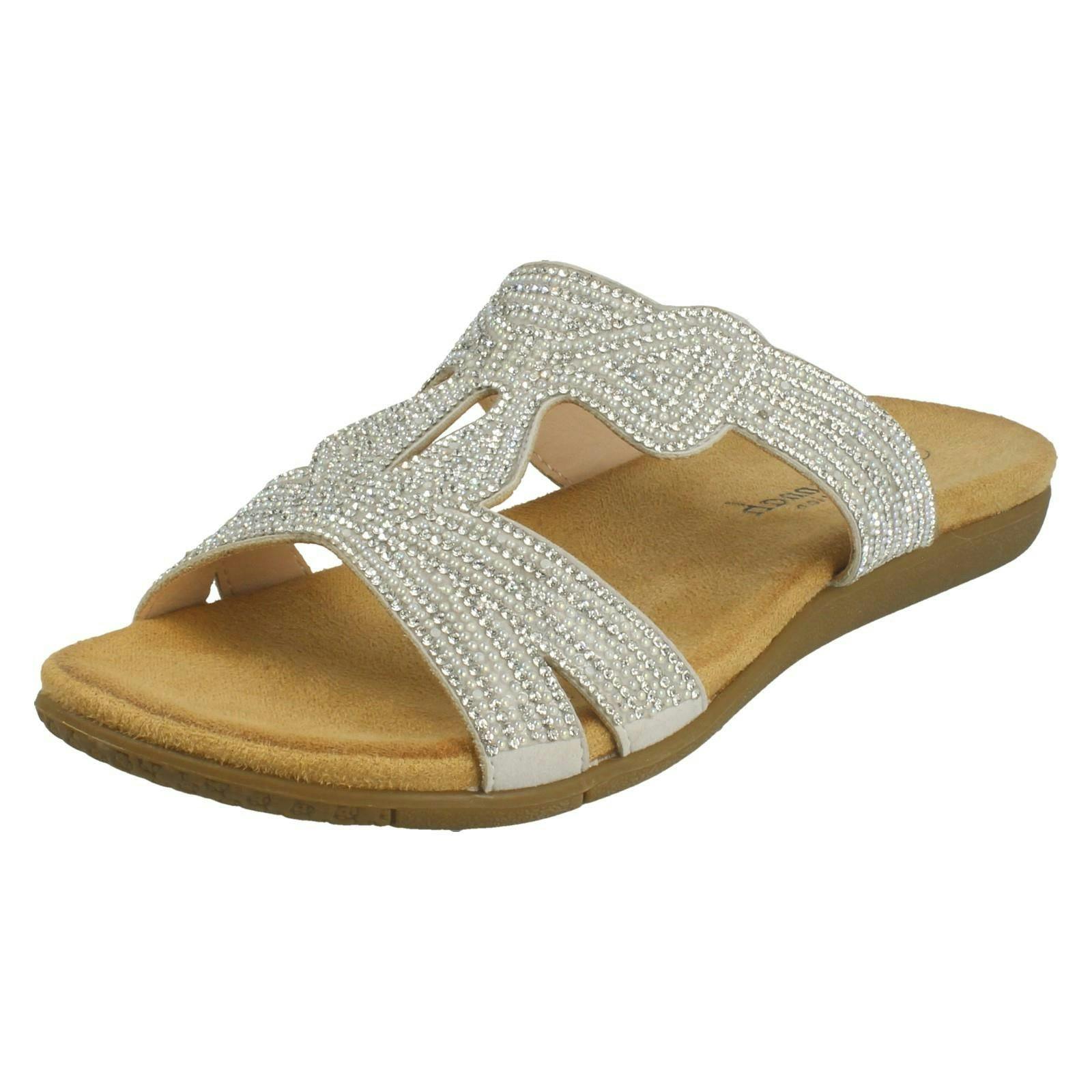 Savannah Women's Silver Flat Sandals F00470 - Uk 7