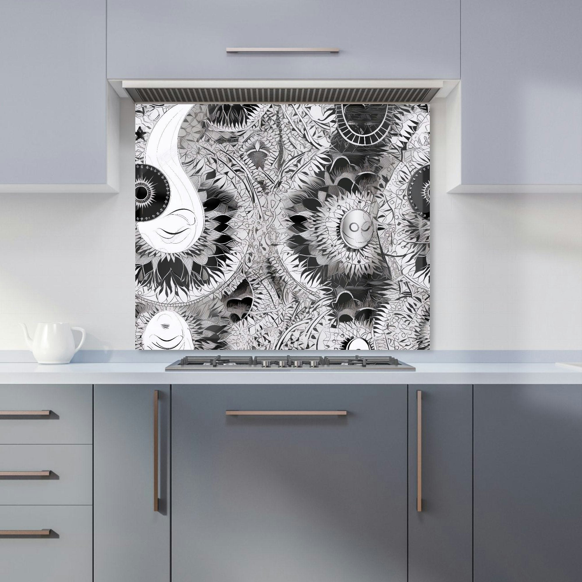 Warren Reed - Designer Abstract Moon And Sun Kitchen Splashback - W600mm X H650mm