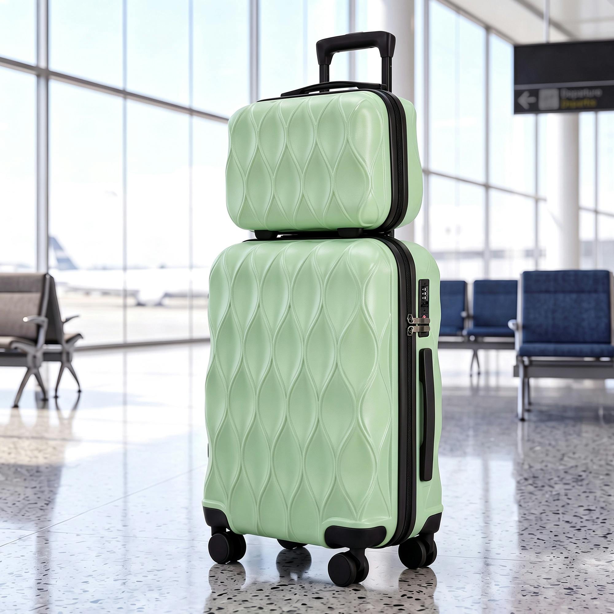 Homcom Green 2-Piece Luggage Set, Hard Shell Suitcase Set With Tsa Lock, - Hard Shell Suitcase Set